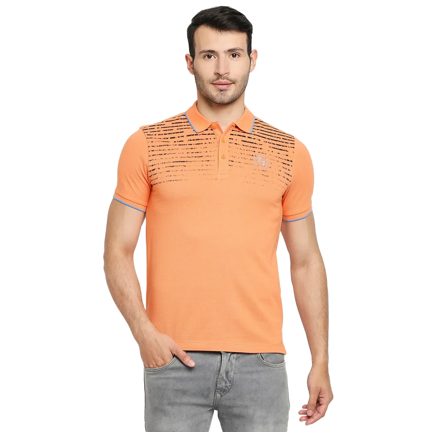 Sunset Orange Regular Fit Men's Polo T-Shirt by Being Human Clothing