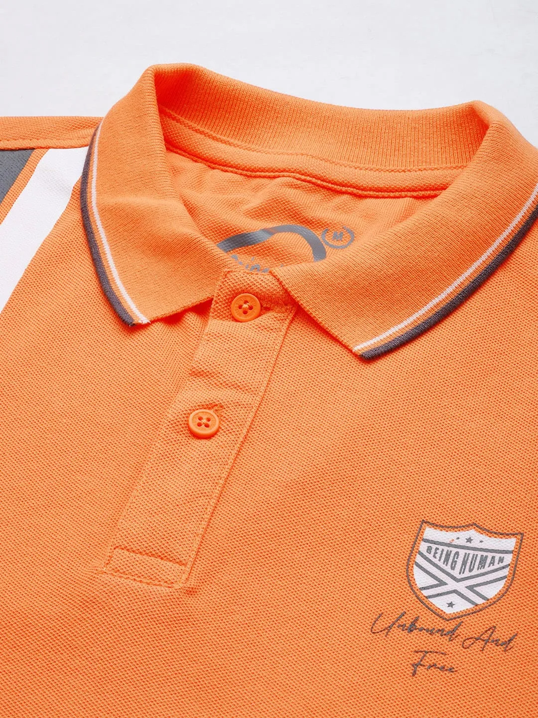 Orange Regular Fit Men's Polo T-Shirt by Being Human Clothing - Image 4