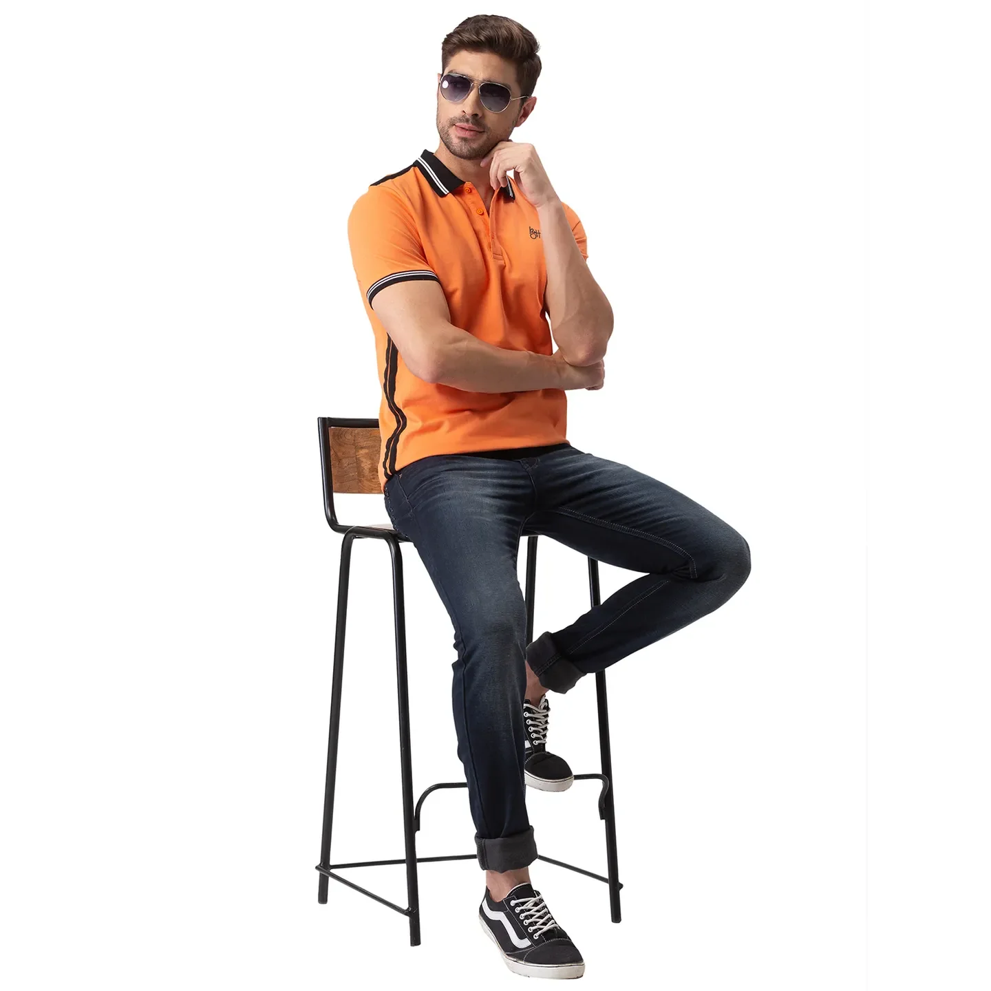 Orange Regular Fit Men's Polo T-Shirt by Being Human Clothing - Image 5