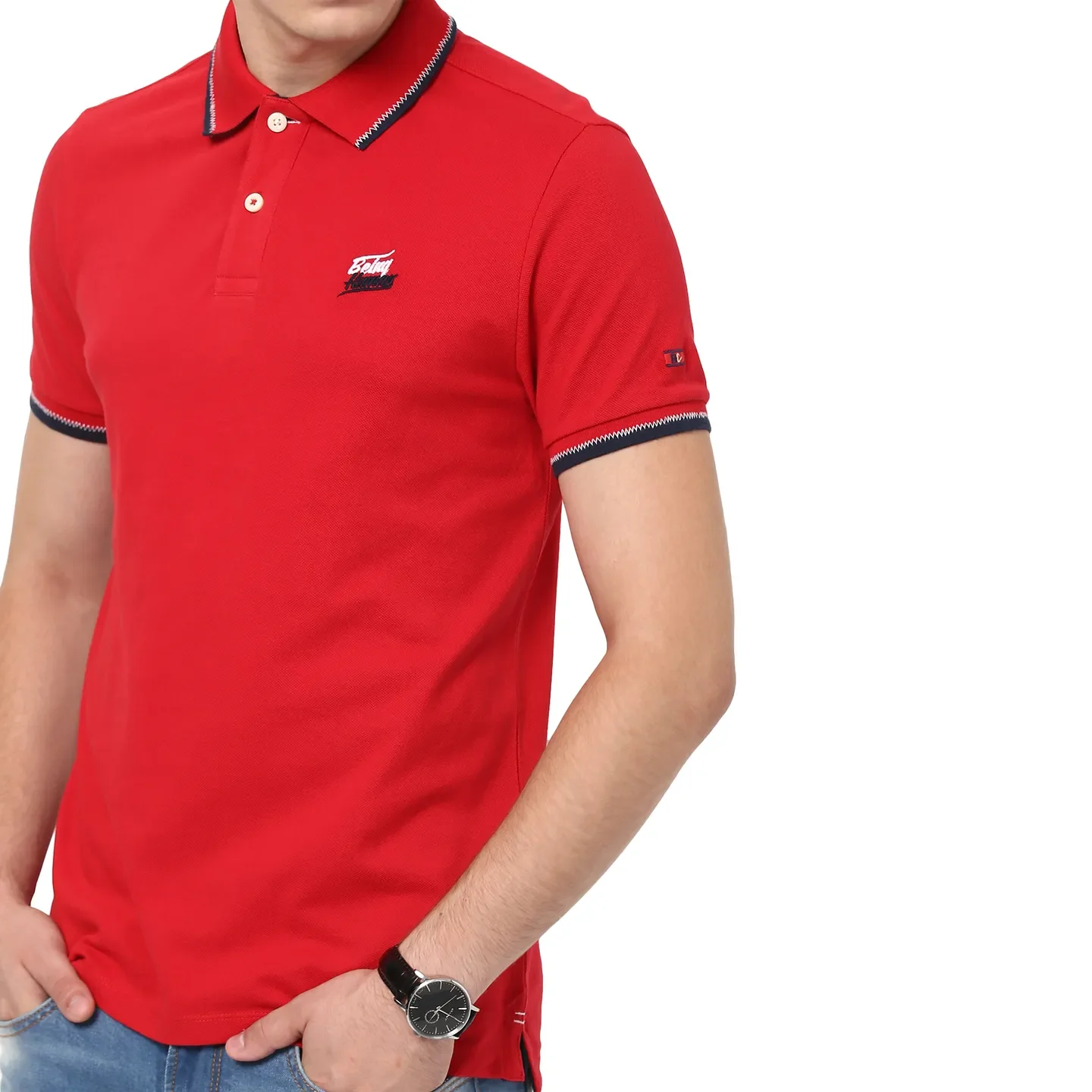 Red Regular Fit Men's Polo T-Shirt by Being Human Clothing - Image 2