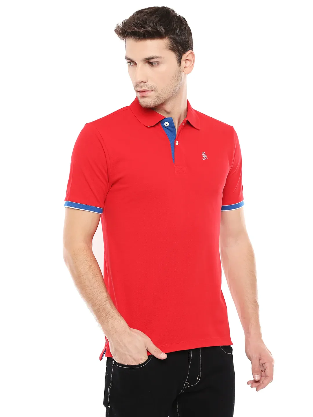 Red Regular Fit Men's Polo T-Shirt by Being Human Clothing - Image 3