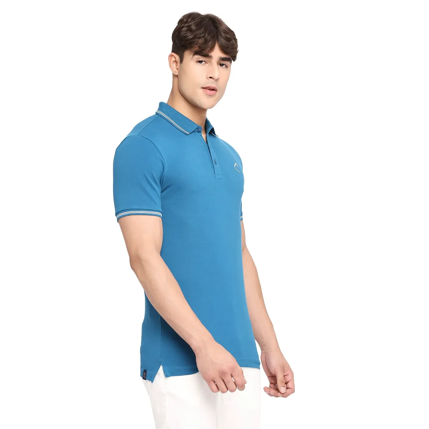 Teal Regular Fit Men's Polo T-Shirt by Being Human Clothing - Image 3