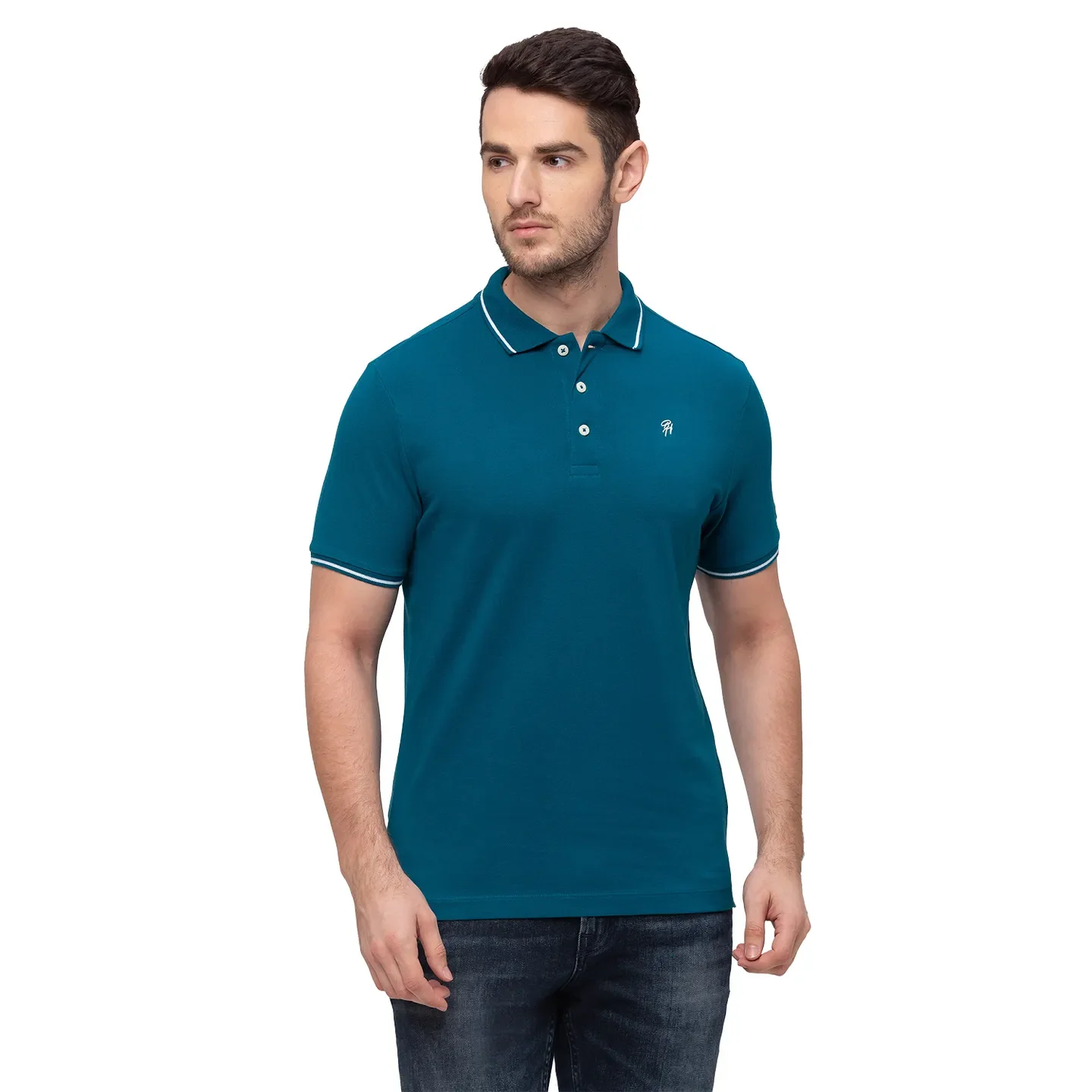 Blue Regular Fit Men's Polo T-Shirt by Being Human Clothing