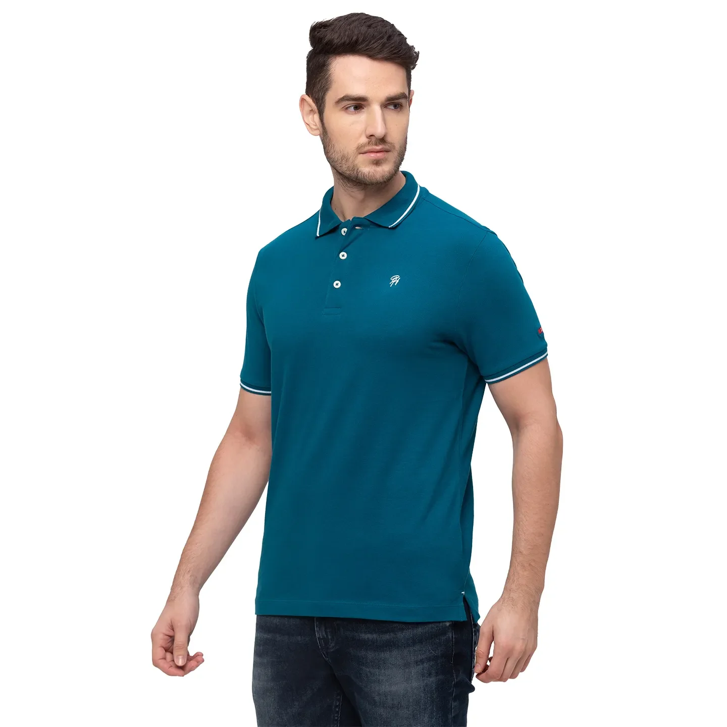 Blue Regular Fit Men's Polo T-Shirt by Being Human Clothing - Image 2