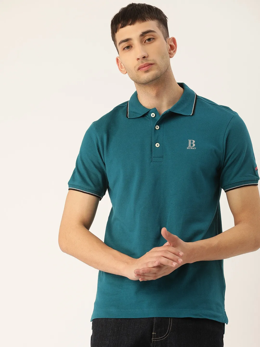 Blue Regular Fit Men's Polo T-Shirt by Being Human Clothing