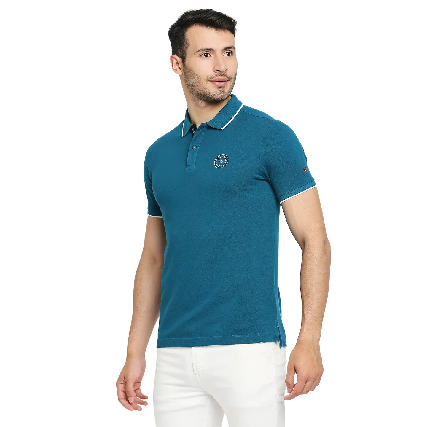 Teal Regular Fit Men's Polo T-Shirt by Being Human Clothing