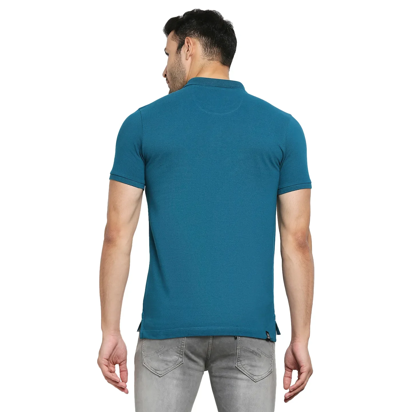 Teal Regular Fit Men's Polo T-Shirt by Being Human Clothing - Image 4