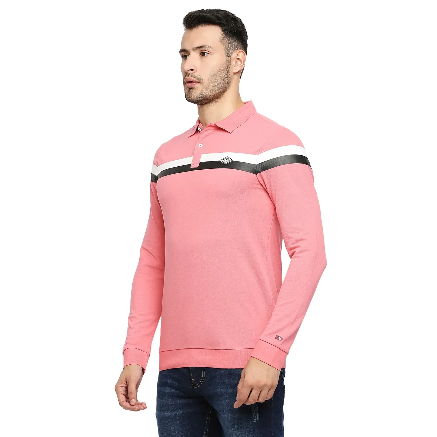 Red Regular Fit Men's Long Sleeves Polo T-Shirt by Being Human Clothing - Image 3