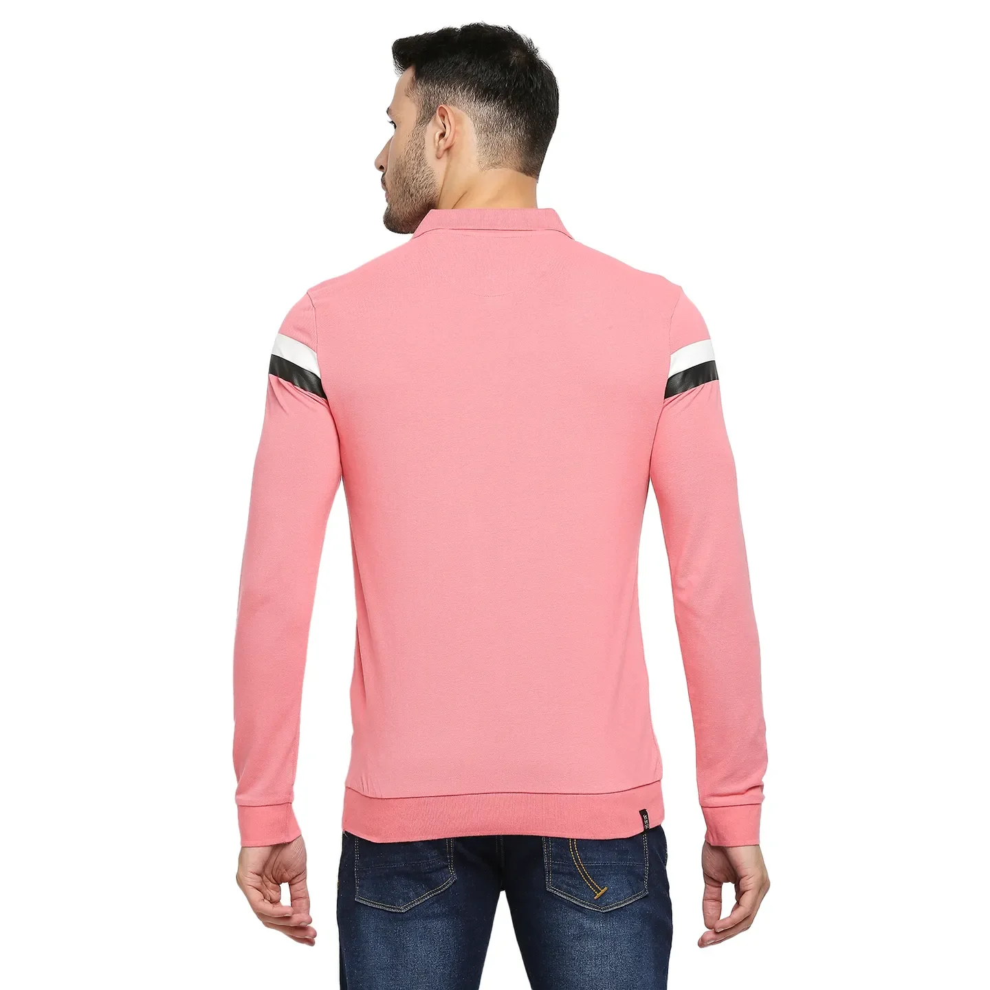 Red Regular Fit Men's Long Sleeves Polo T-Shirt by Being Human Clothing - Image 4