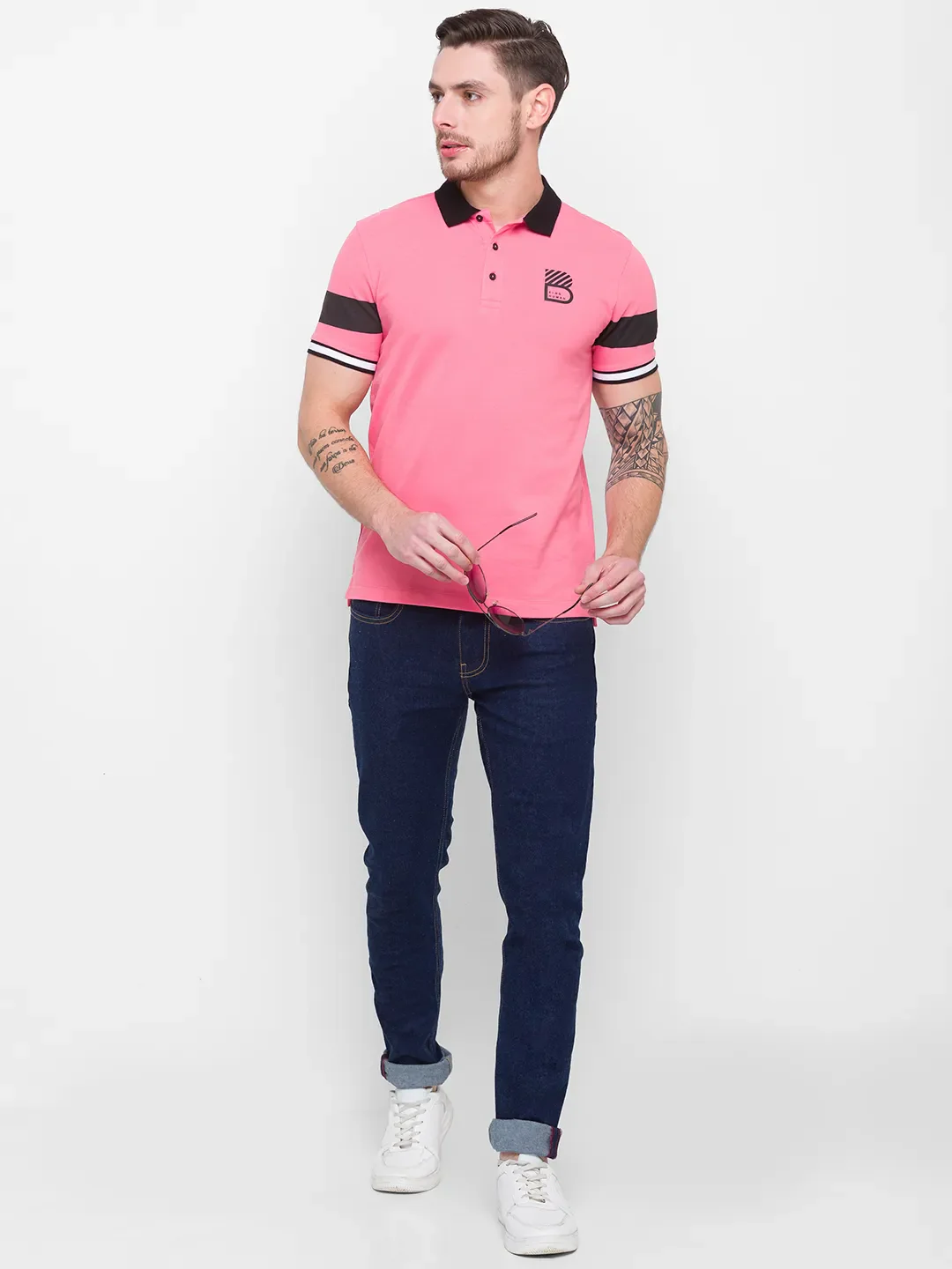 Red Regular Fit Men's Polo T-Shirt by Being Human Clothing - Image 2