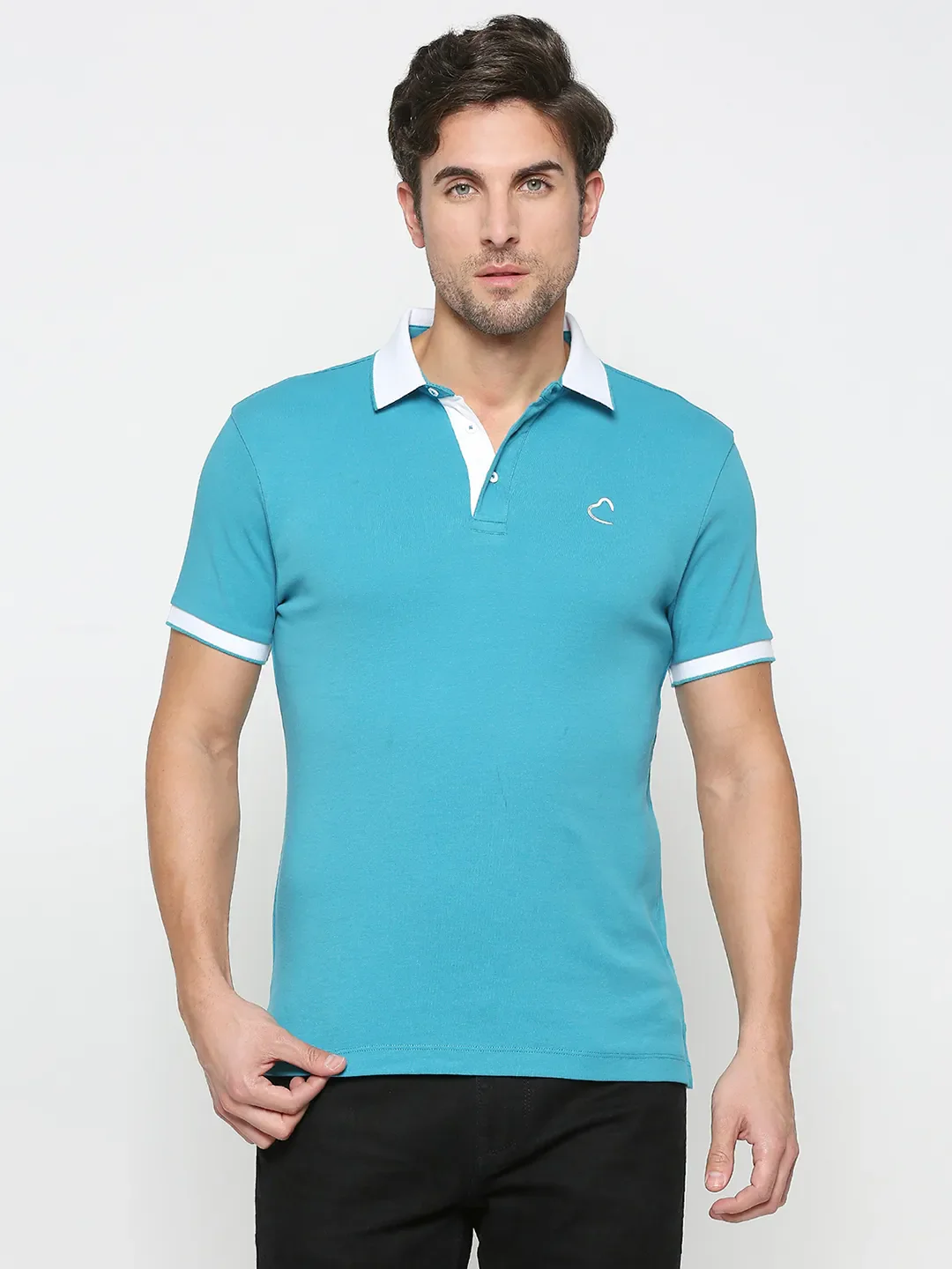 Blue Regular Fit Men's Polo T-shirt by Being Human Clothing