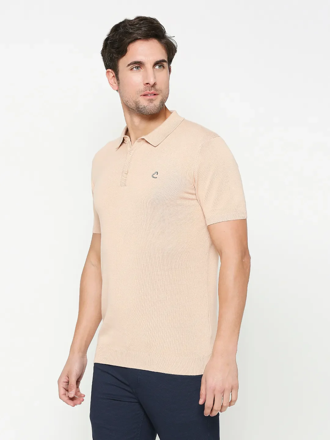 Off White Regular Fit Men's Polo T-shirt by Being Human Clothing - Image 2