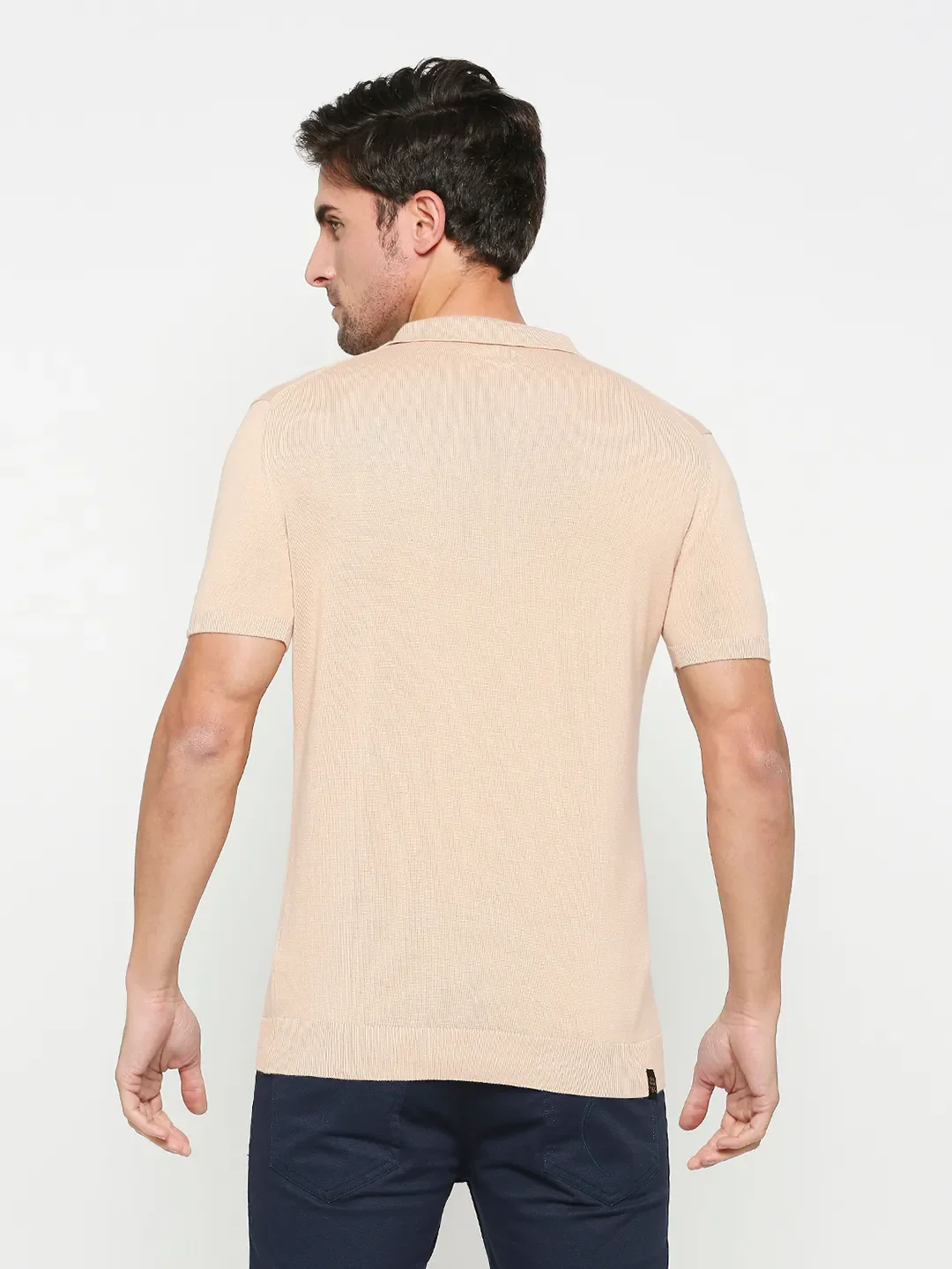 Off White Regular Fit Men's Polo T-shirt by Being Human Clothing - Image 4