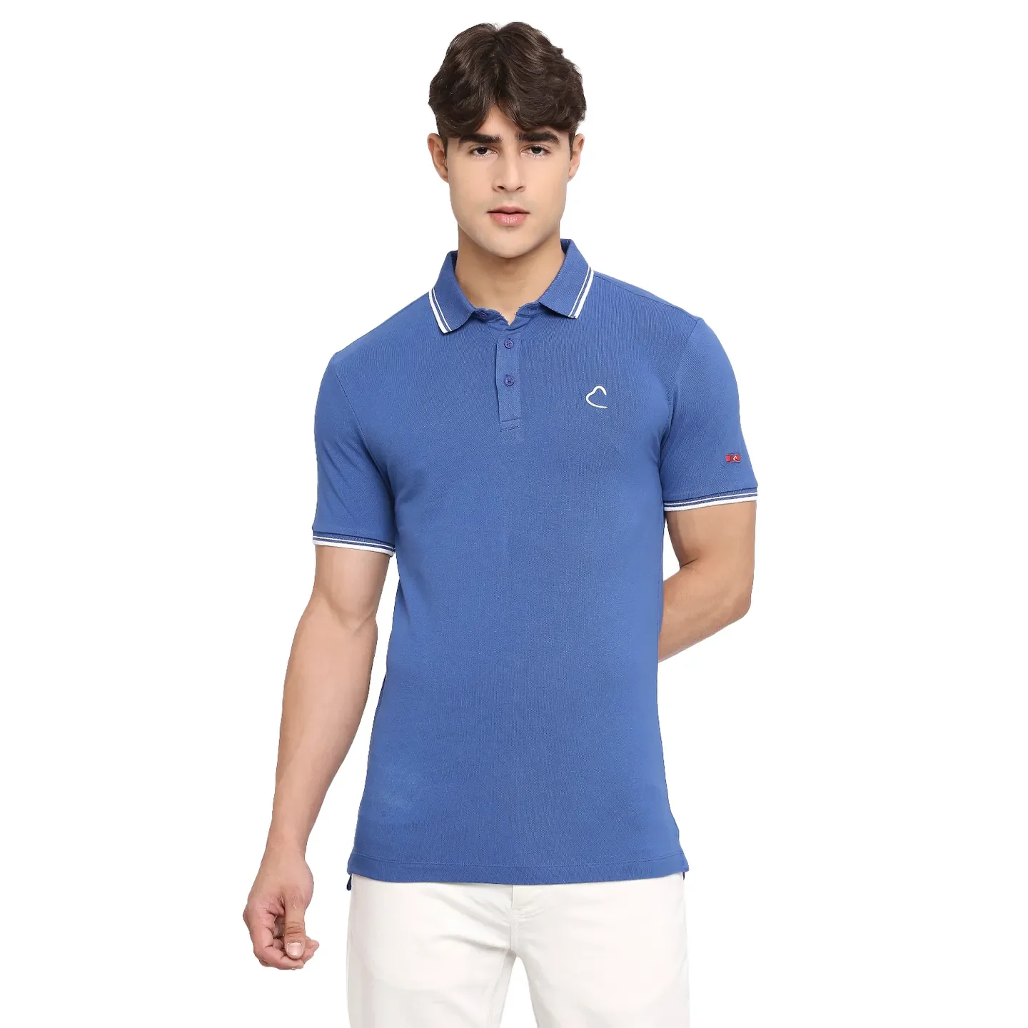 Blue Regular Fit Men's Polo T-shirt by Being Human Clothing