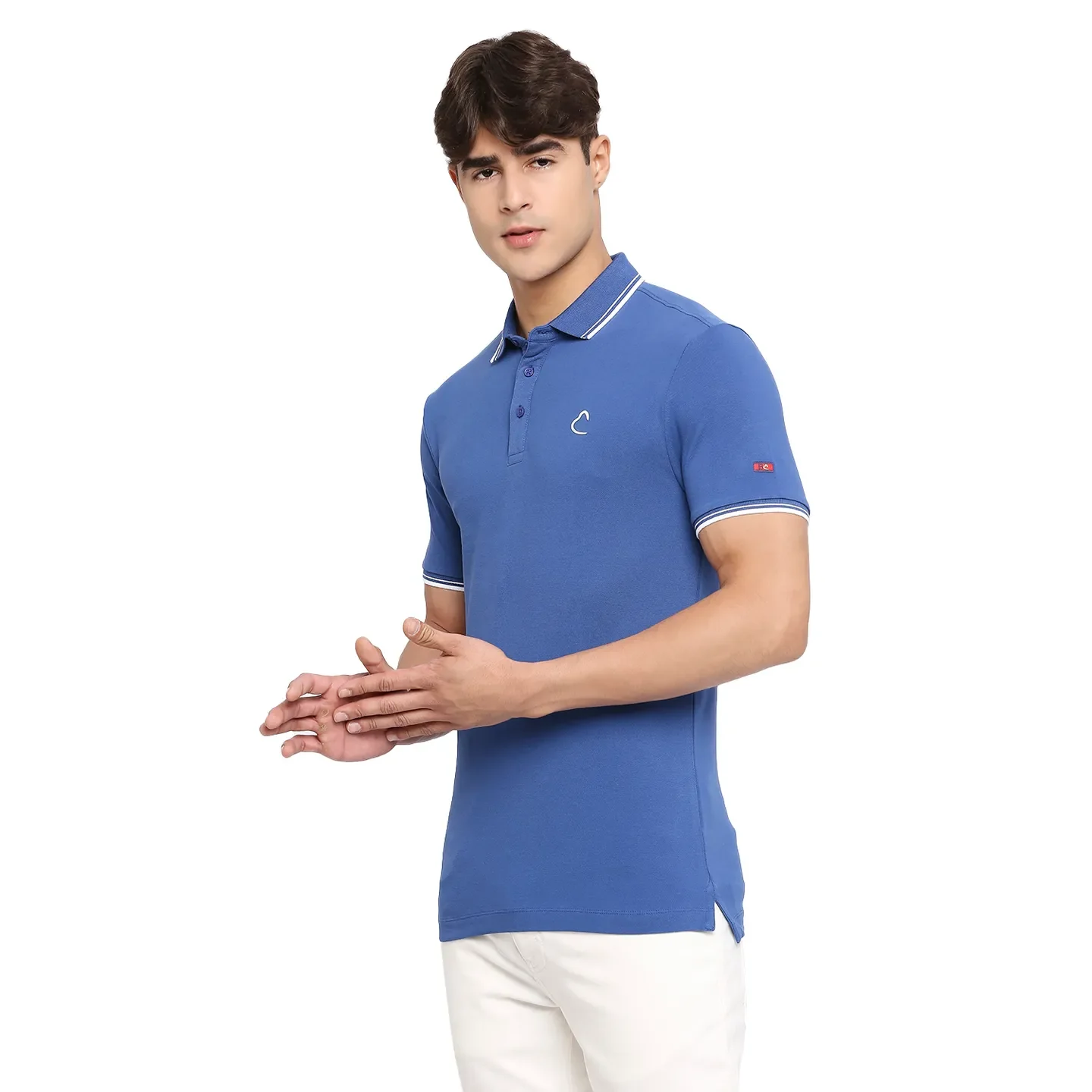 Blue Regular Fit Men's Polo T-shirt by Being Human Clothing - Image 2