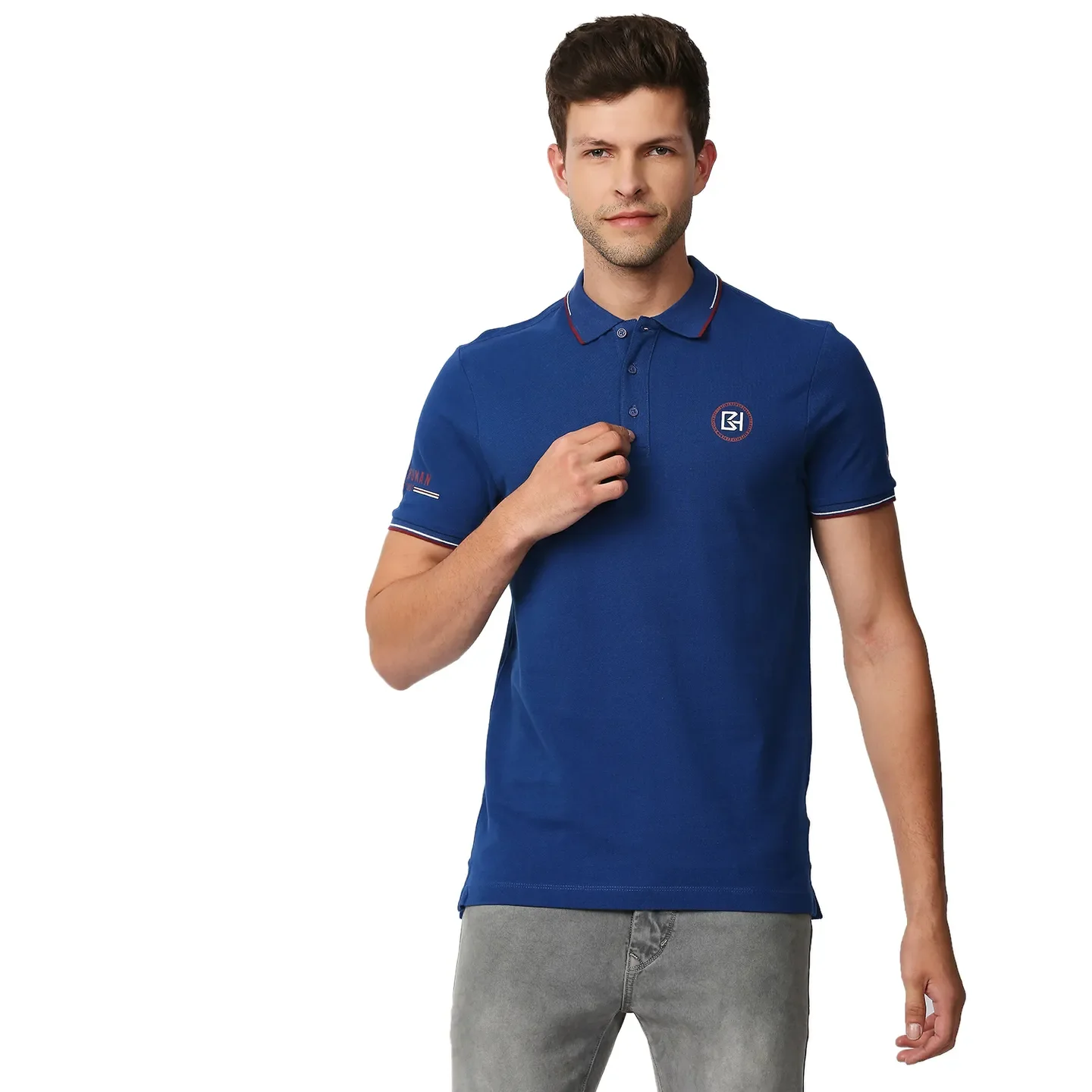 Blue Regular Fit Men's Polo T-Shirt by Being Human Clothing