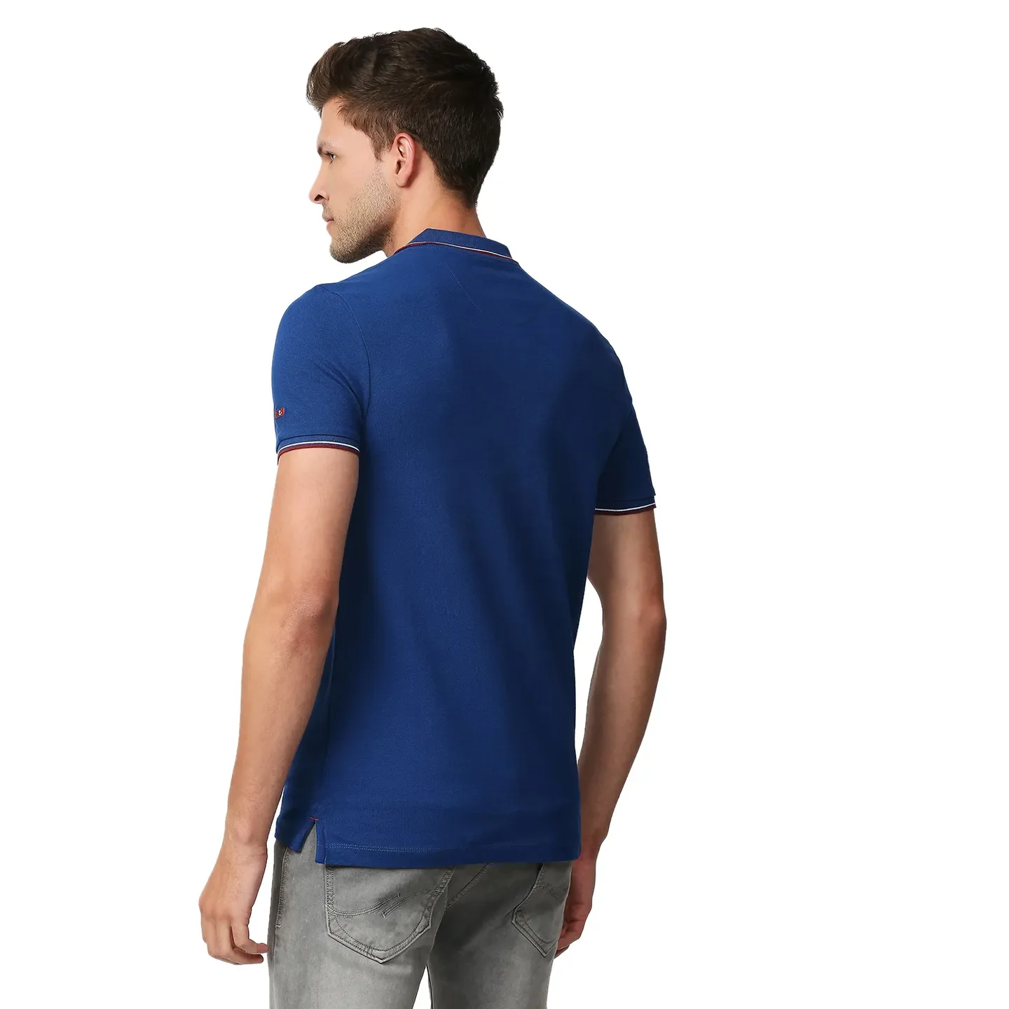 Blue Regular Fit Men's Polo T-Shirt by Being Human Clothing - Image 4