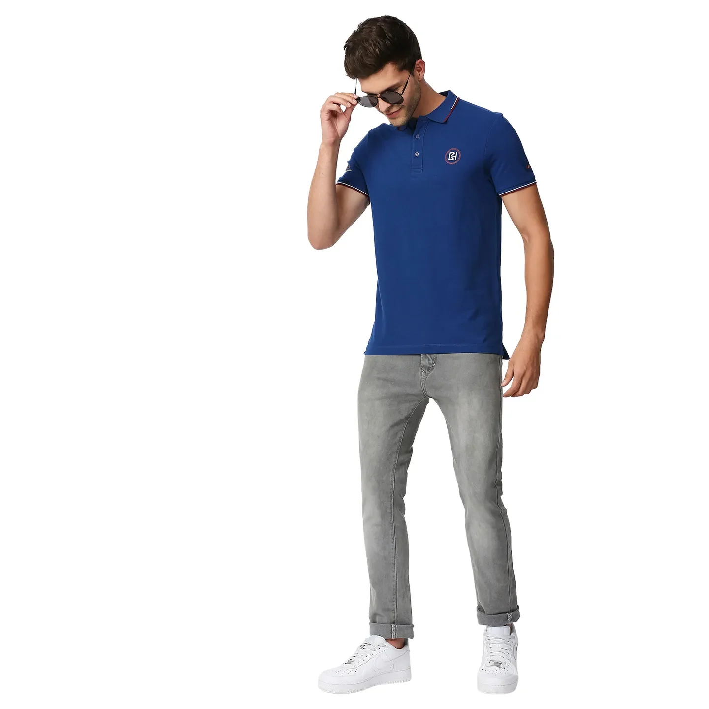 Blue Regular Fit Men's Polo T-Shirt by Being Human Clothing - Image 6
