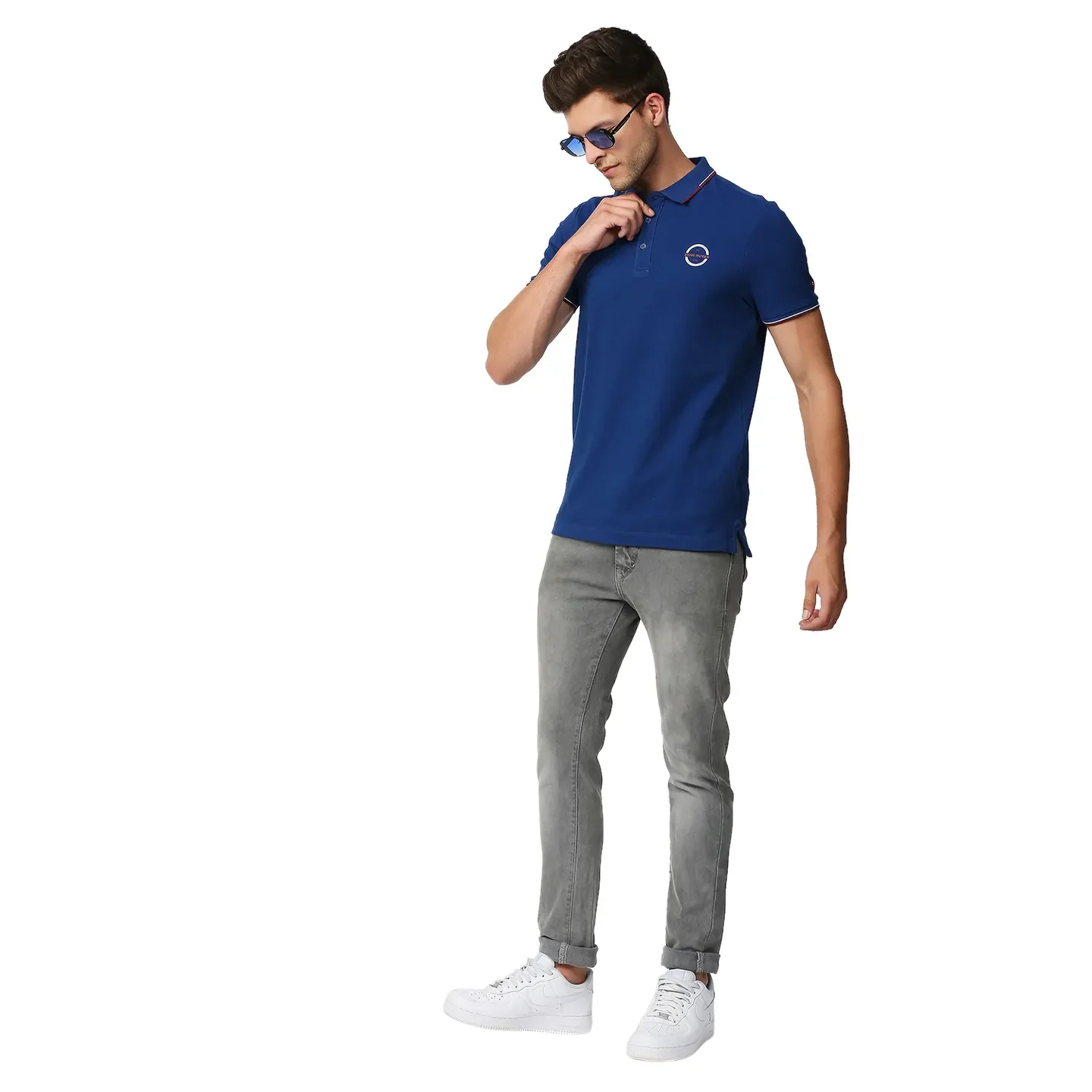 Blue Regular Fit Men's Polo T-Shirt by Being Human Clothing - Image 6