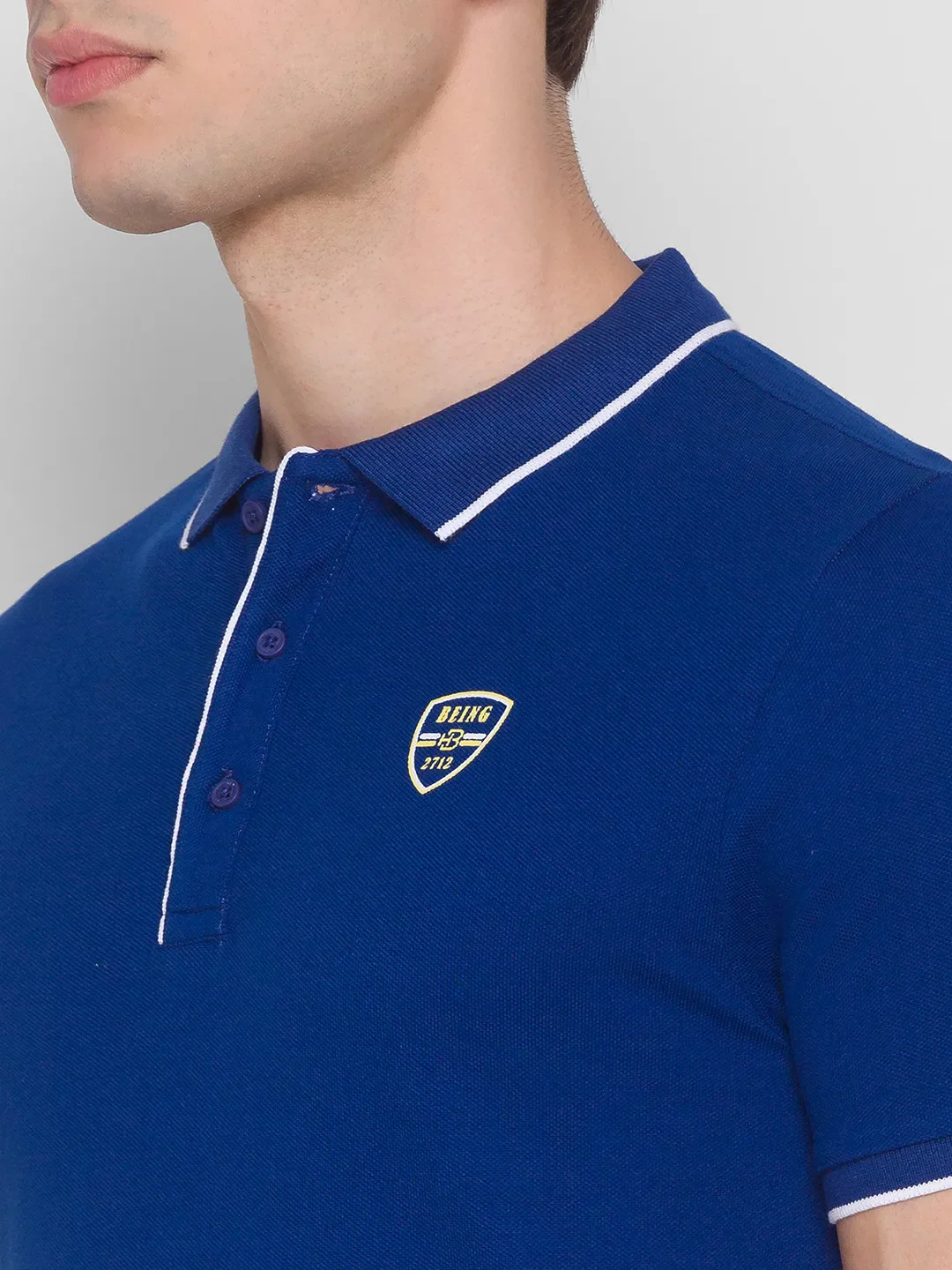 Blue Regular Fit Men's Polo T-Shirt by Being Human Clothing - Image 4