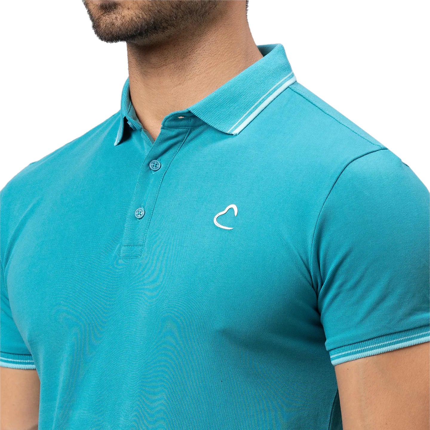 Turquoise Regular Fit Men's Polo T-shirt by Being Human Clothing - Image 5