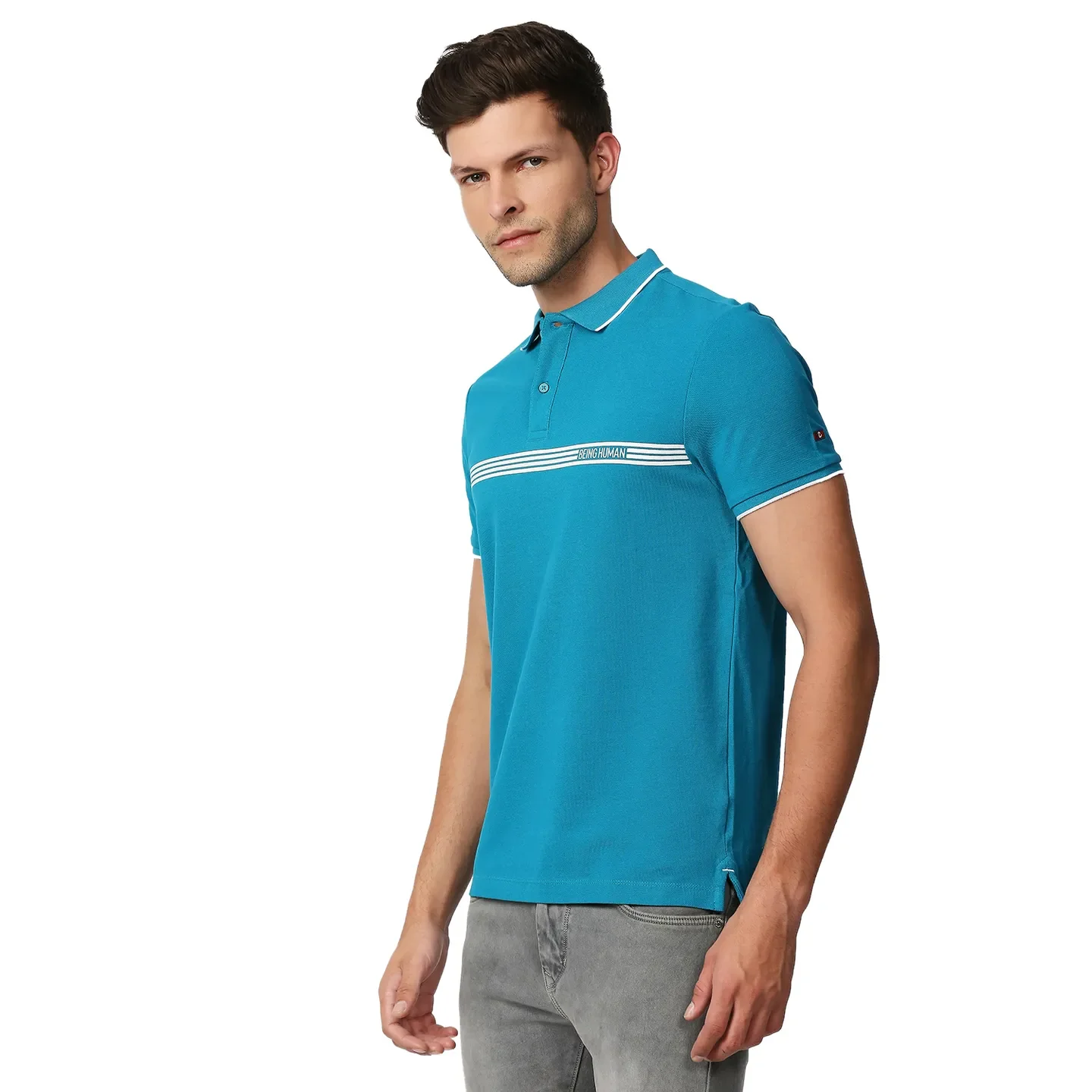 Blue Regular Fit Men's Polo T-Shirt by Being Human Clothing - Image 2