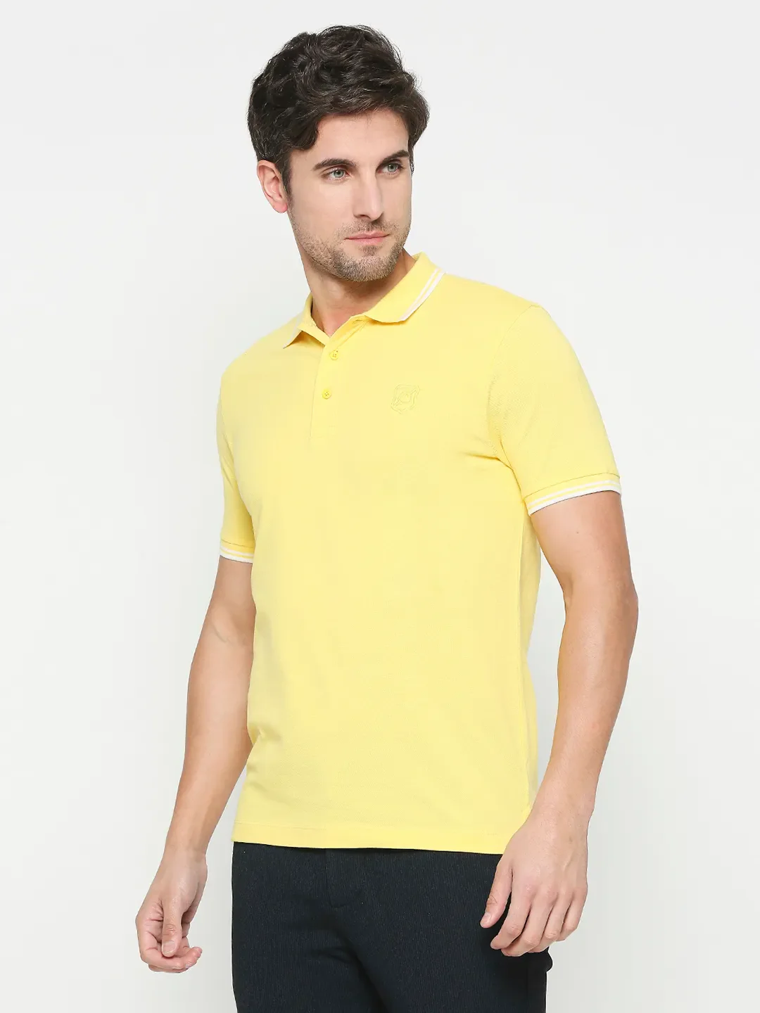 Yellow Regular Fit Men's Polo T-shirt by Being Human Clothing - Image 2