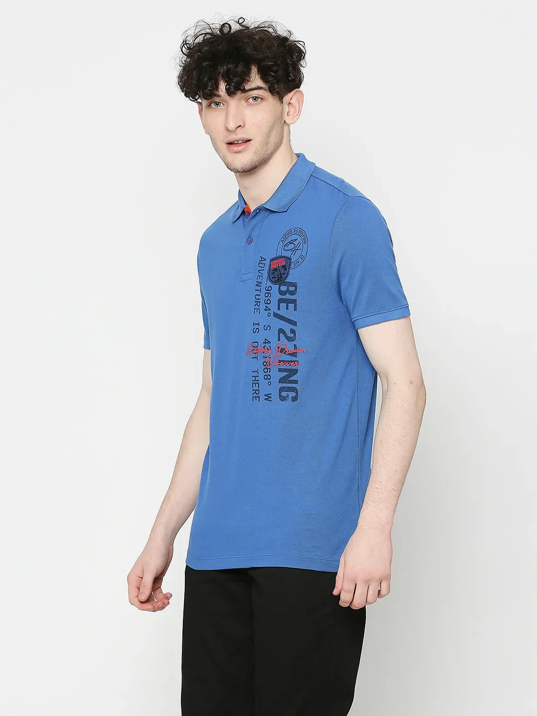 Blue Regular Fit Men's Polo T-Shirt by Being Human Clothing - Image 2