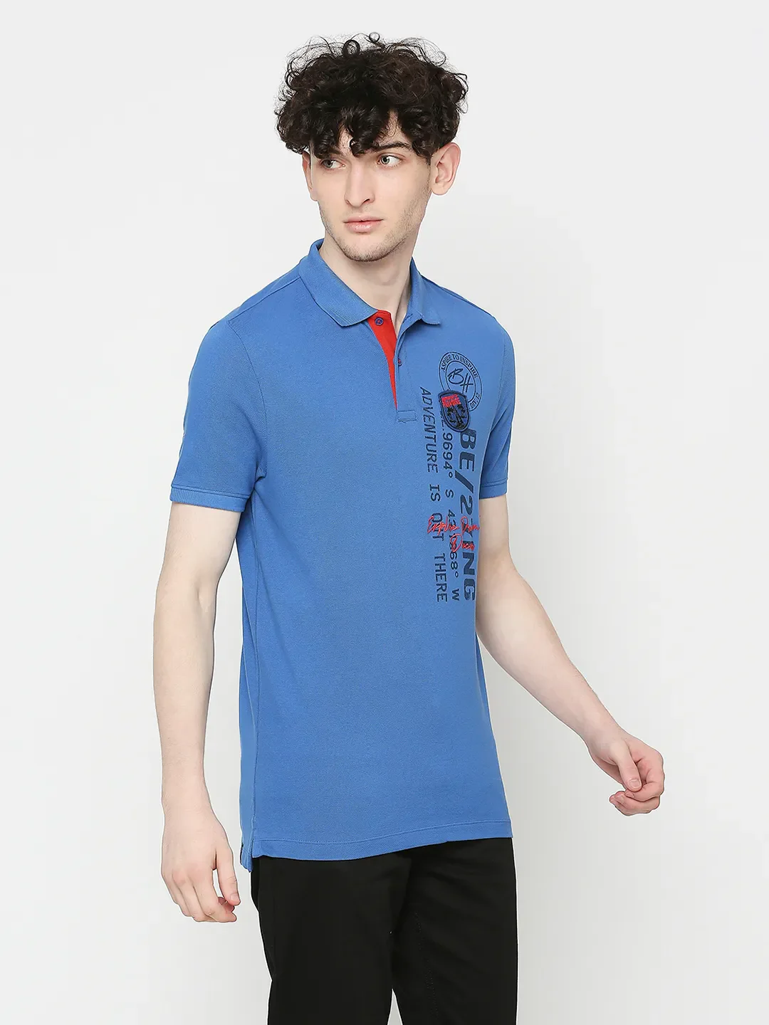 Blue Regular Fit Men's Polo T-Shirt by Being Human Clothing - Image 3