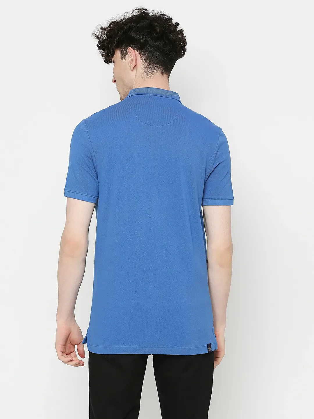 Blue Regular Fit Men's Polo T-Shirt by Being Human Clothing - Image 4