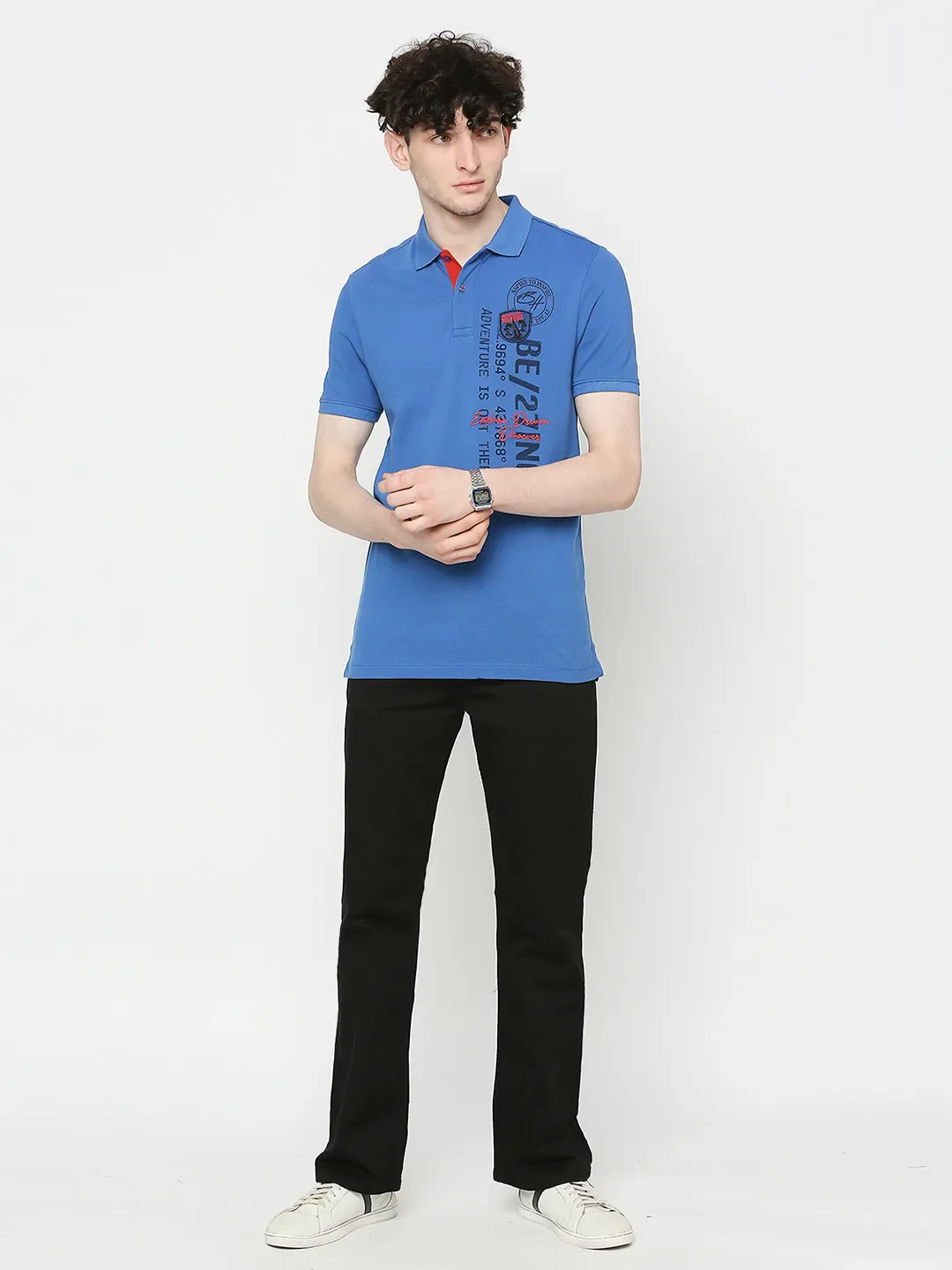 Blue Regular Fit Men's Polo T-Shirt by Being Human Clothing - Image 6