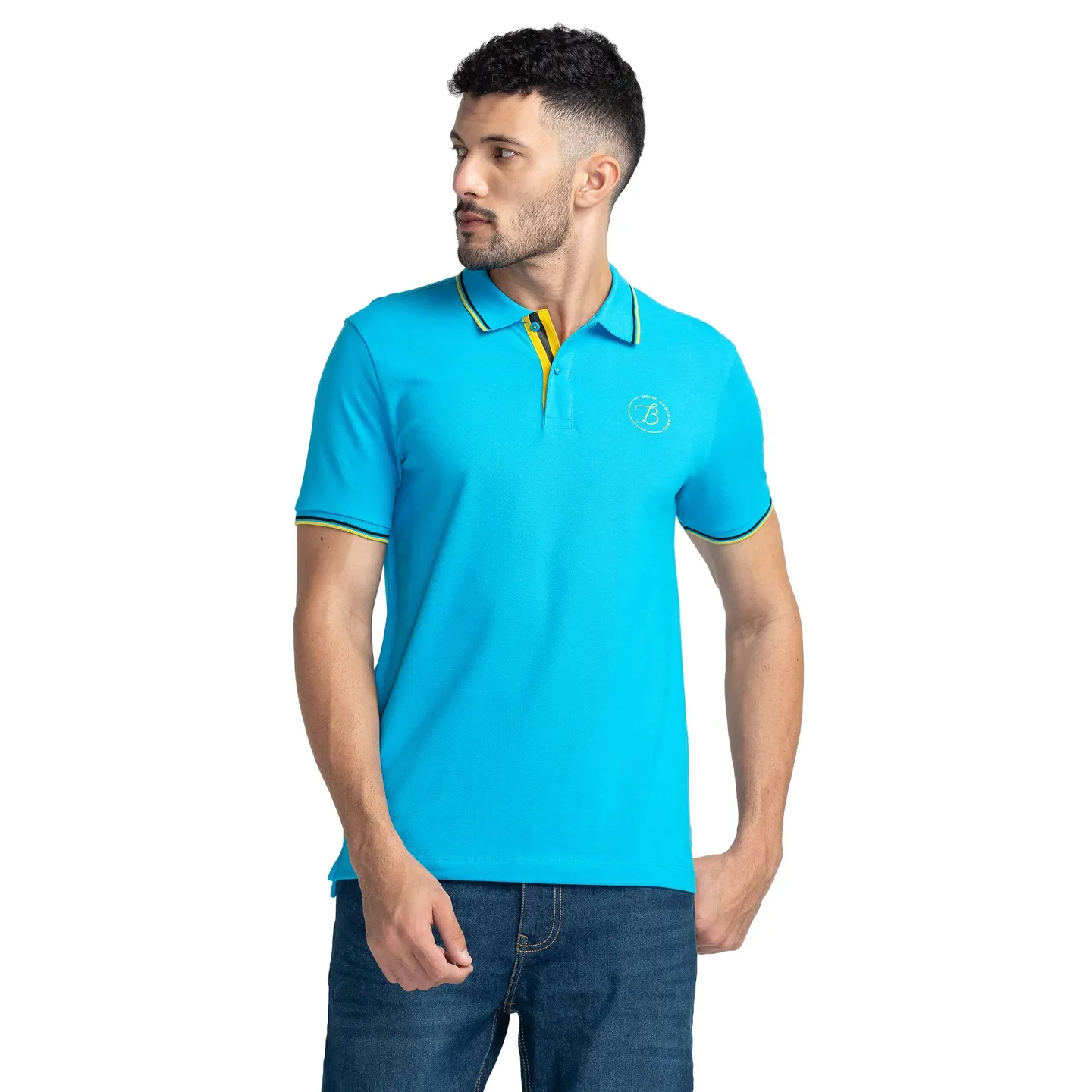 Blue Regular Fit Men's Polo T-Shirt by Being Human Clothing