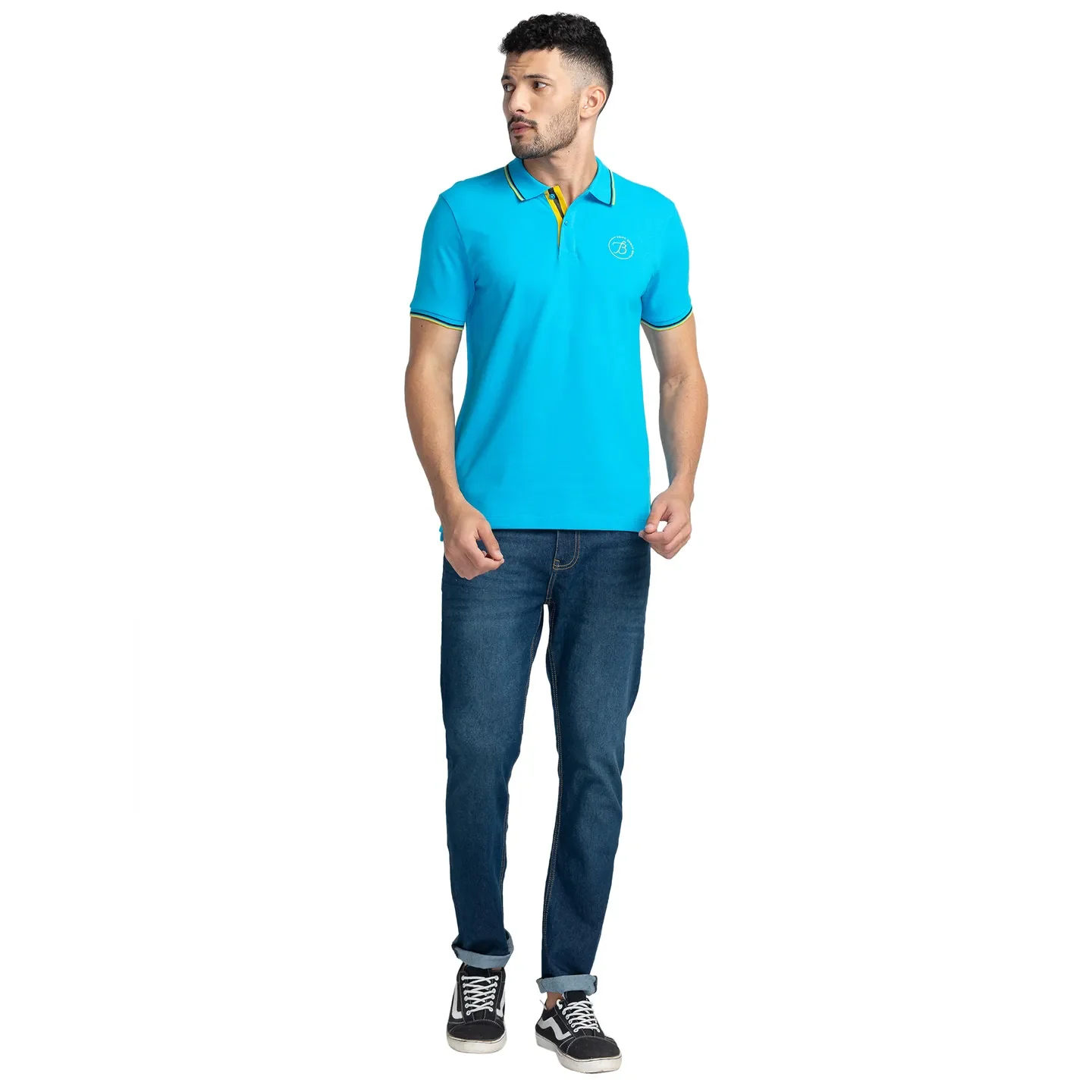 Blue Regular Fit Men's Polo T-Shirt by Being Human Clothing - Image 2