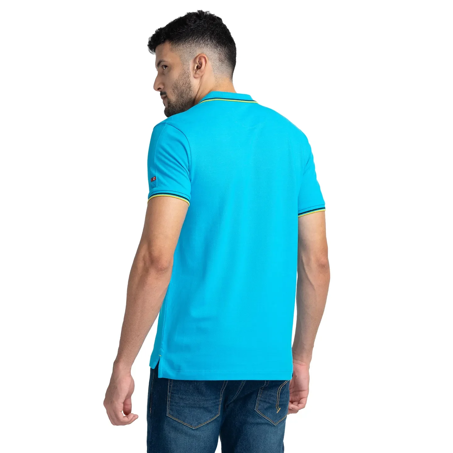 Blue Regular Fit Men's Polo T-Shirt by Being Human Clothing - Image 3