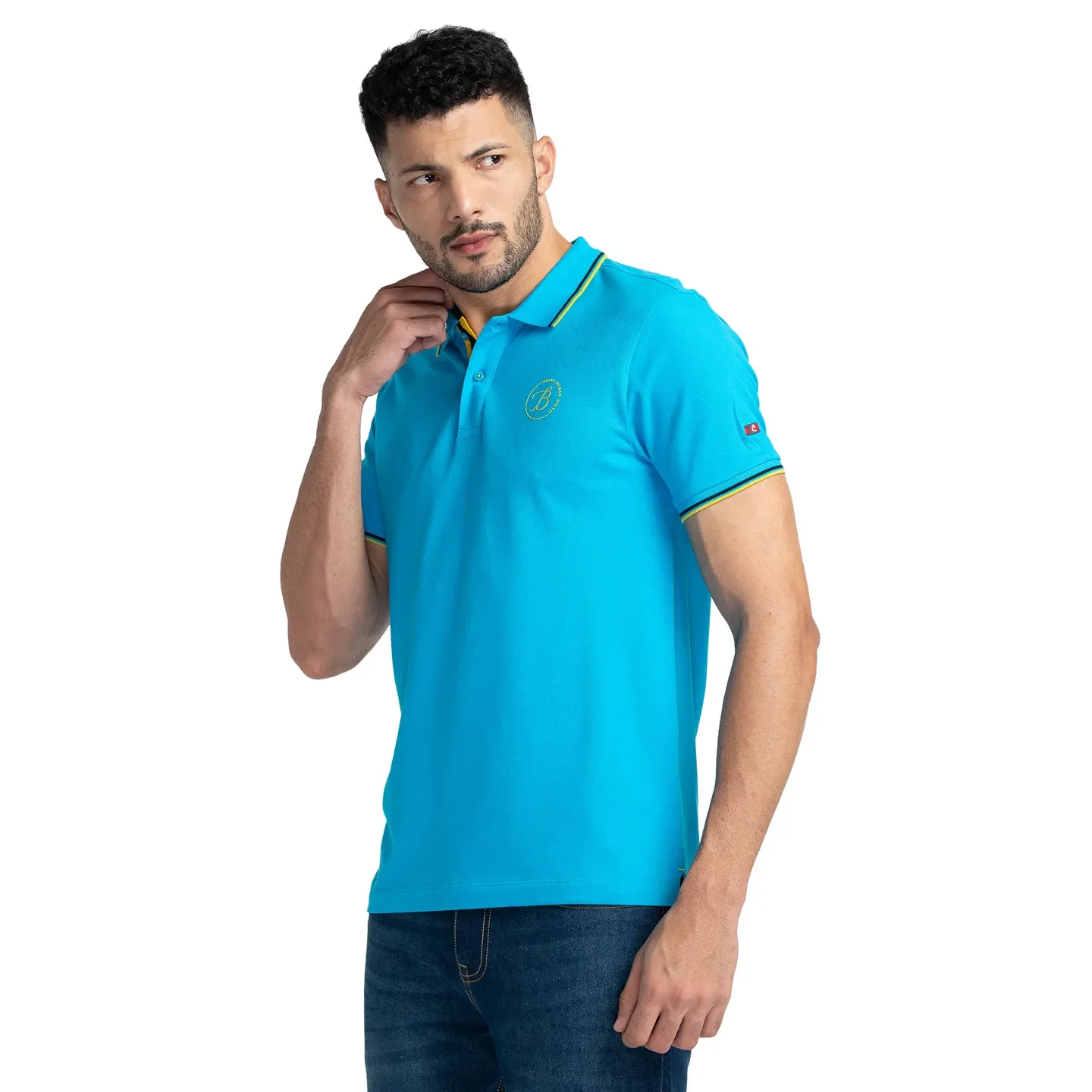 Blue Regular Fit Men's Polo T-Shirt by Being Human Clothing - Image 4