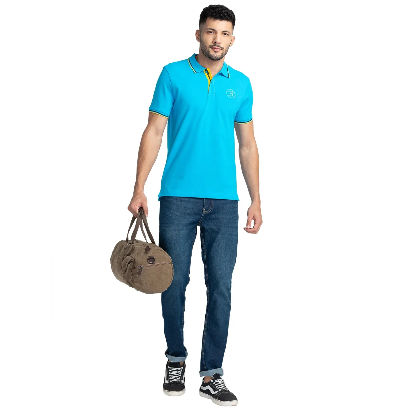 Blue Regular Fit Men's Polo T-Shirt by Being Human Clothing - Image 6