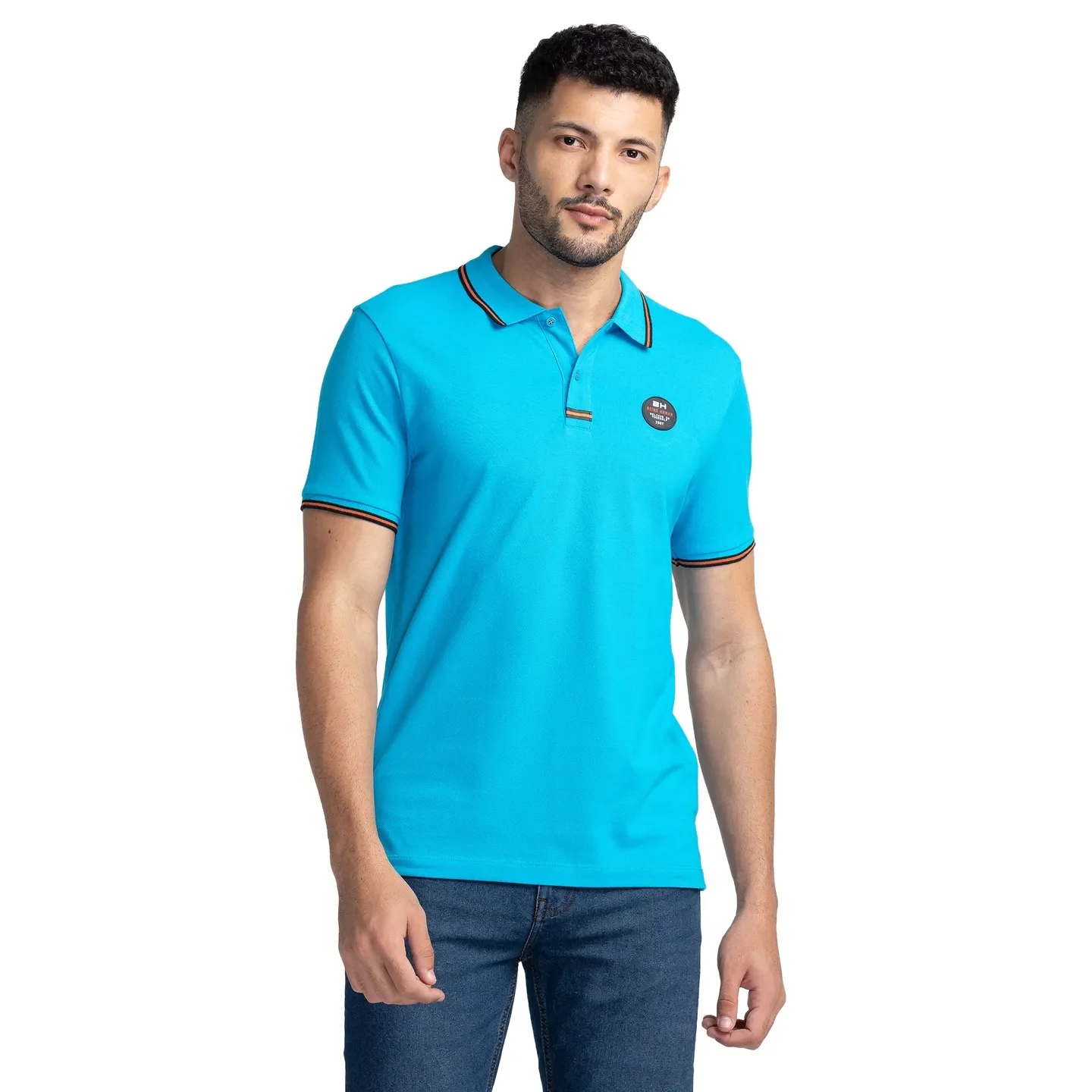 Blue Regular Fit Men's Polo T-Shirt by Being Human Clothing