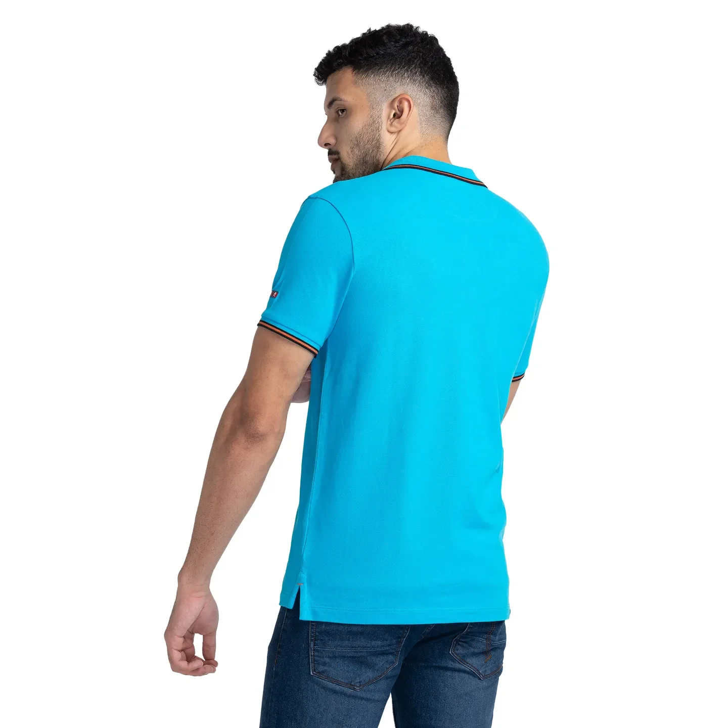 Blue Regular Fit Men's Polo T-Shirt by Being Human Clothing - Image 3