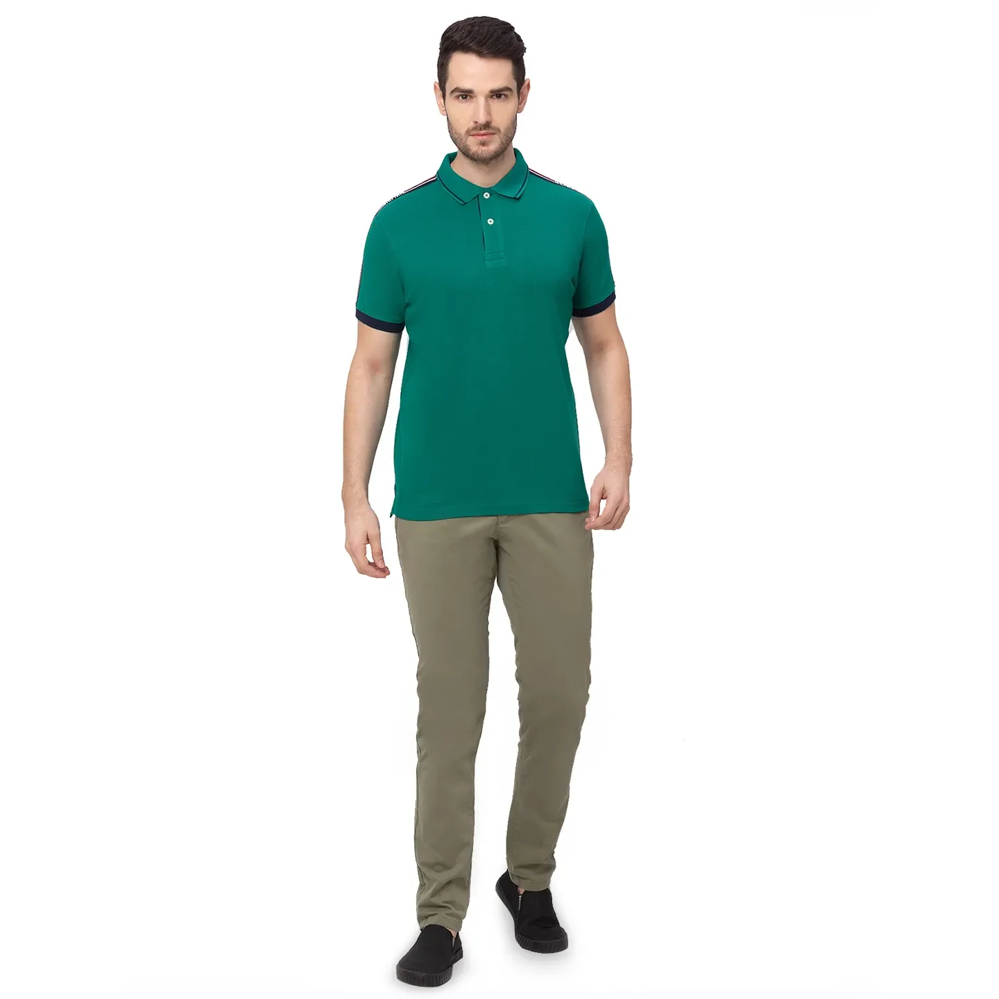 Green Regular Fit Men's Polo T-shirt by Being Human Clothing - Image 5