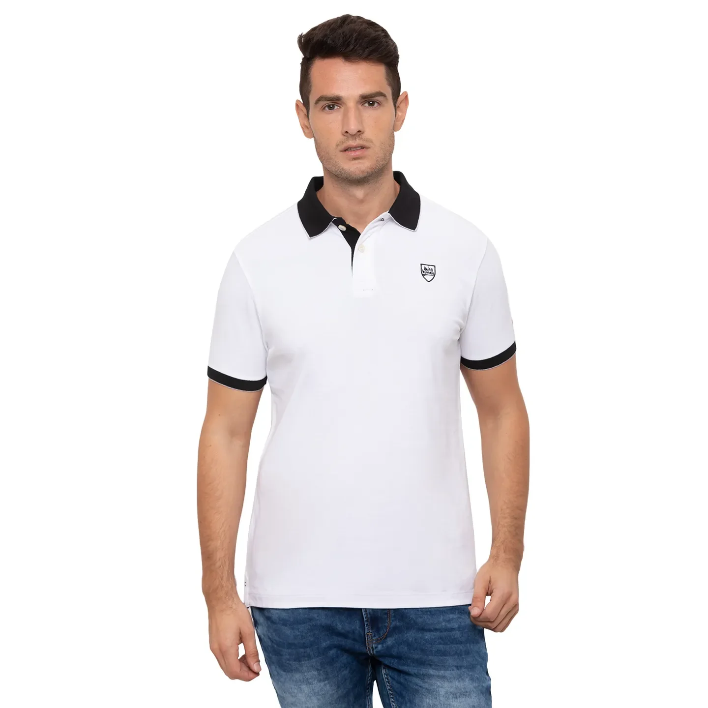 White Regular Fit Men's Polo T-Shirt by Being Human Clothing