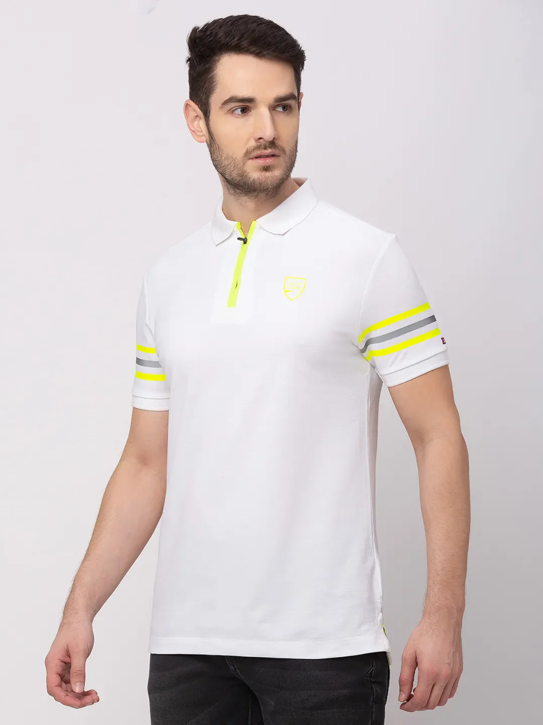 White Regular Fit Men's Polo T-Shirt by Being Human Clothing - Image 3