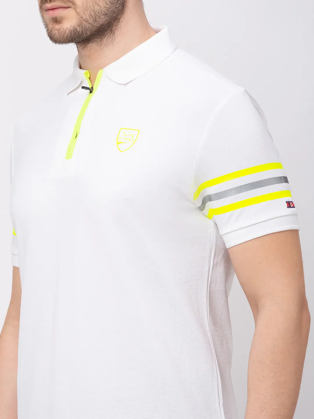 White Regular Fit Men's Polo T-Shirt by Being Human Clothing - Image 4