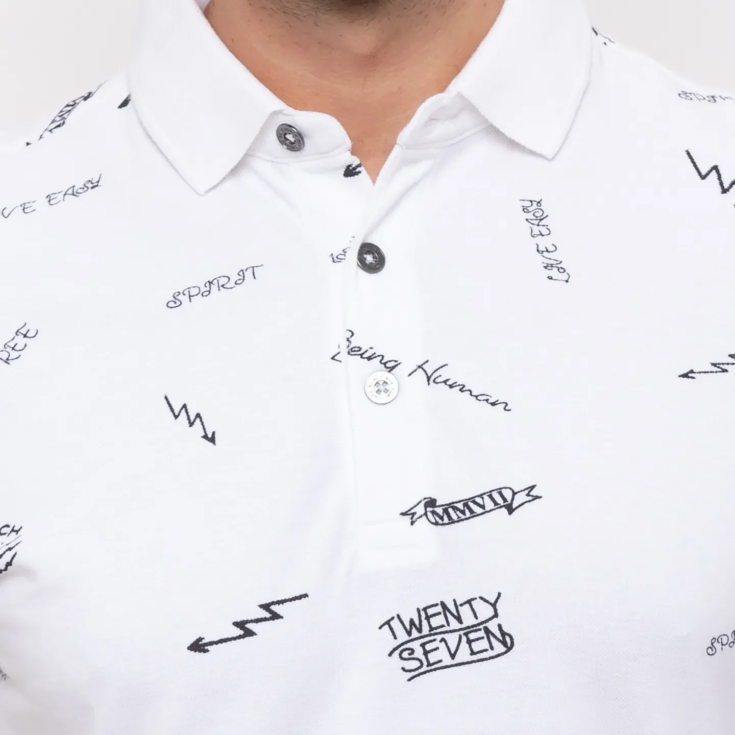 White Regular Fit Men's Polo T-Shirt by Being Human Clothing - Image 5