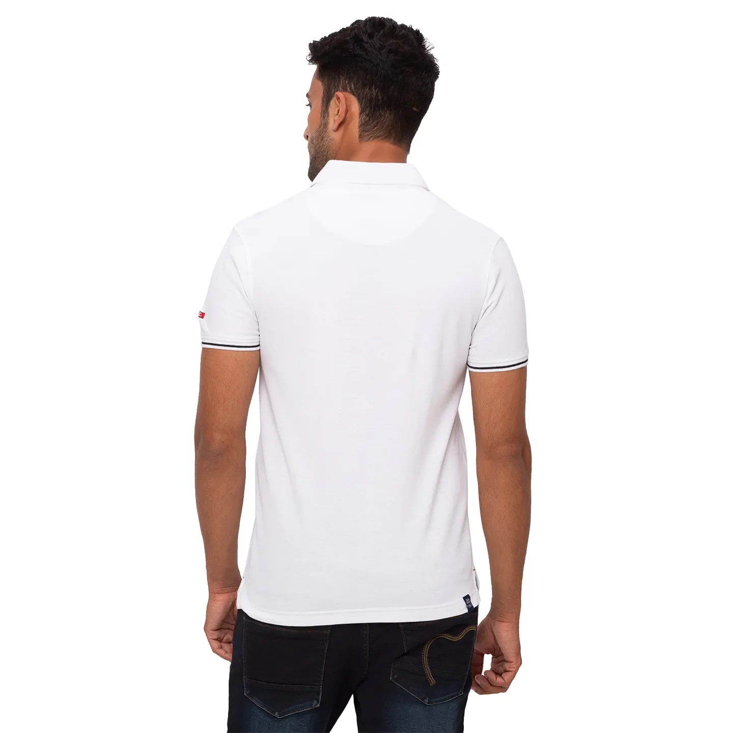 White Regular Fit Men's Polo T-Shirt by Being Human Clothing - Image 3