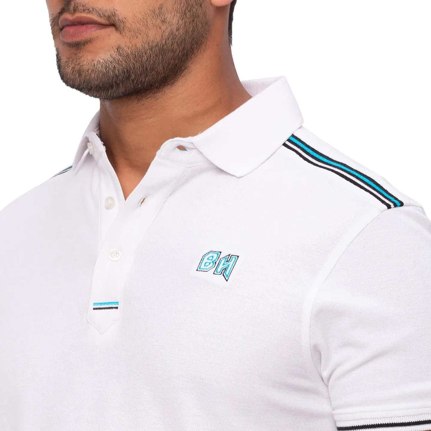 White Regular Fit Men's Polo T-Shirt by Being Human Clothing - Image 4