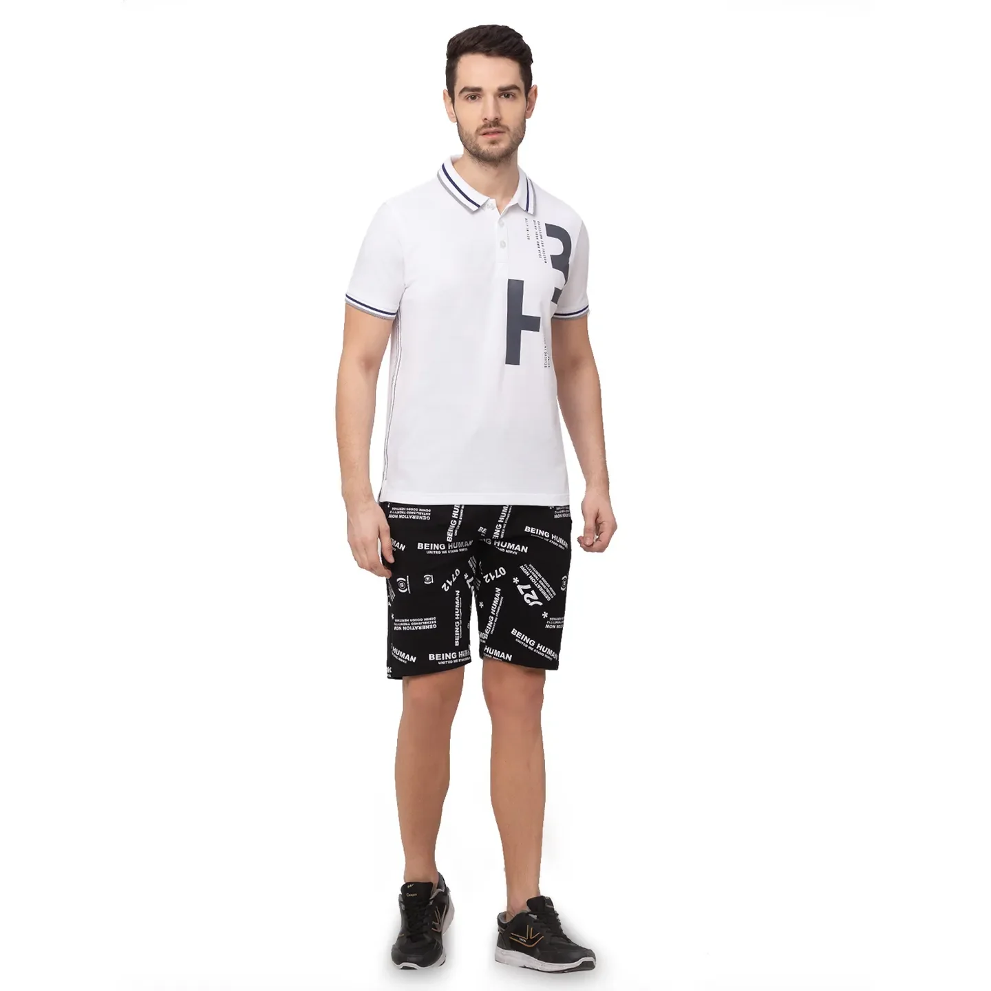 White Regular Fit Men's Polo T-Shirt by Being Human Clothing - Image 6