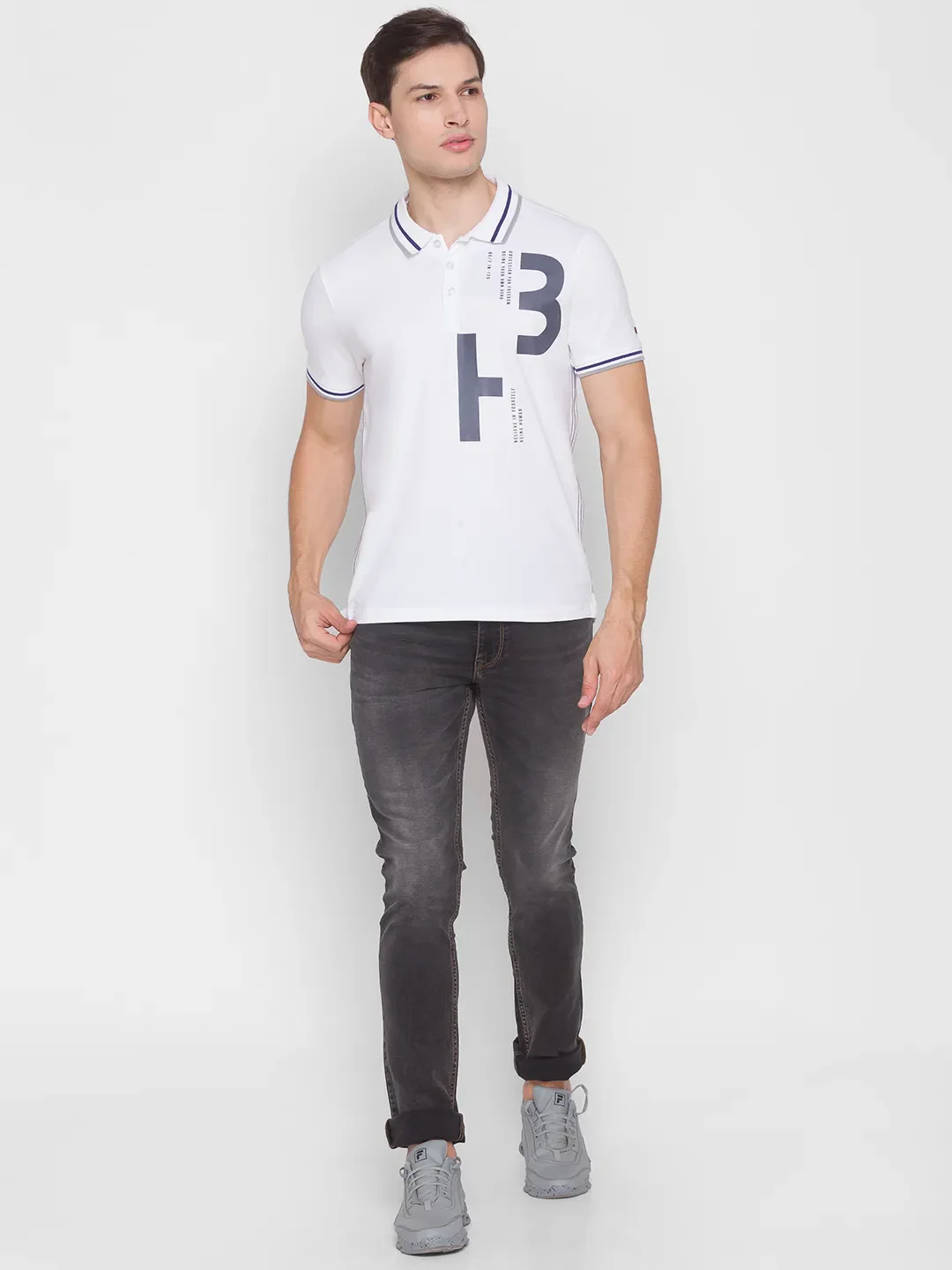 White Regular Fit Men's Polo T-Shirt by Being Human Clothing - Image 8