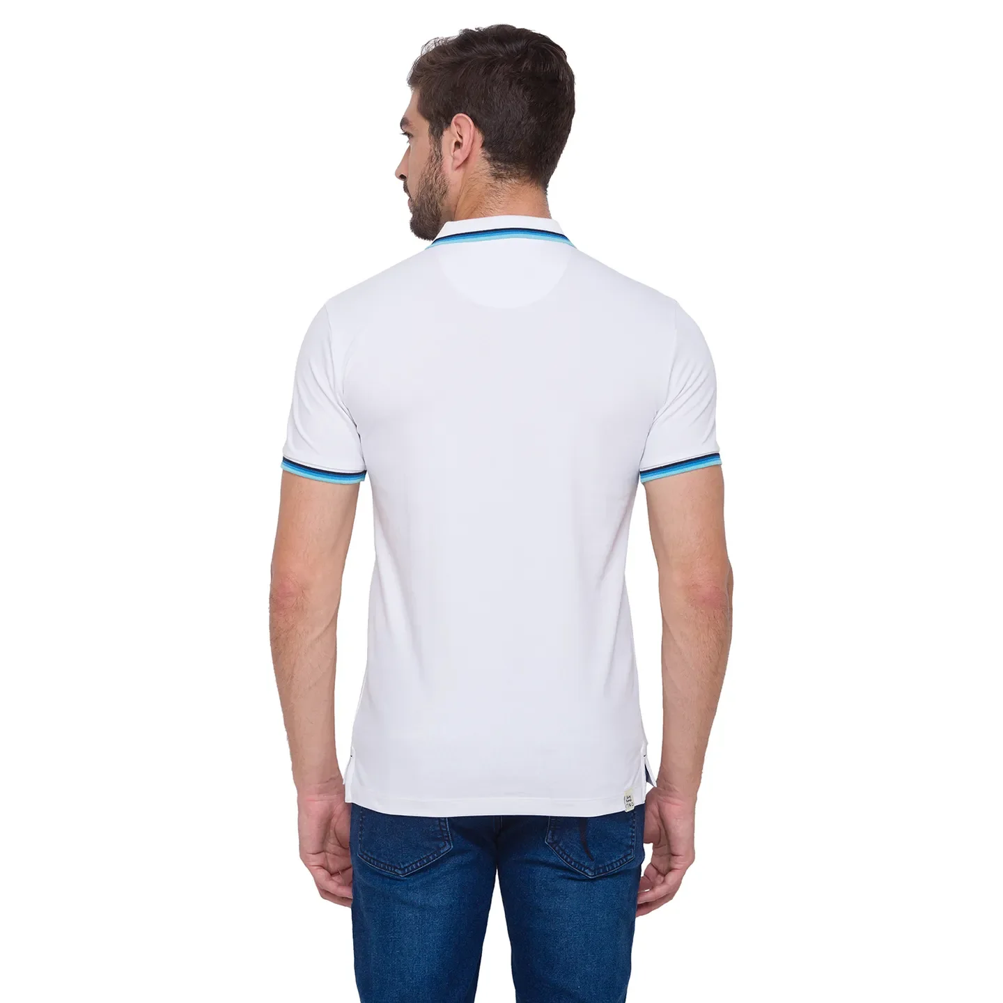 White Regular Fit Men's Polo T-Shirt by Being Human Clothing - Image 3