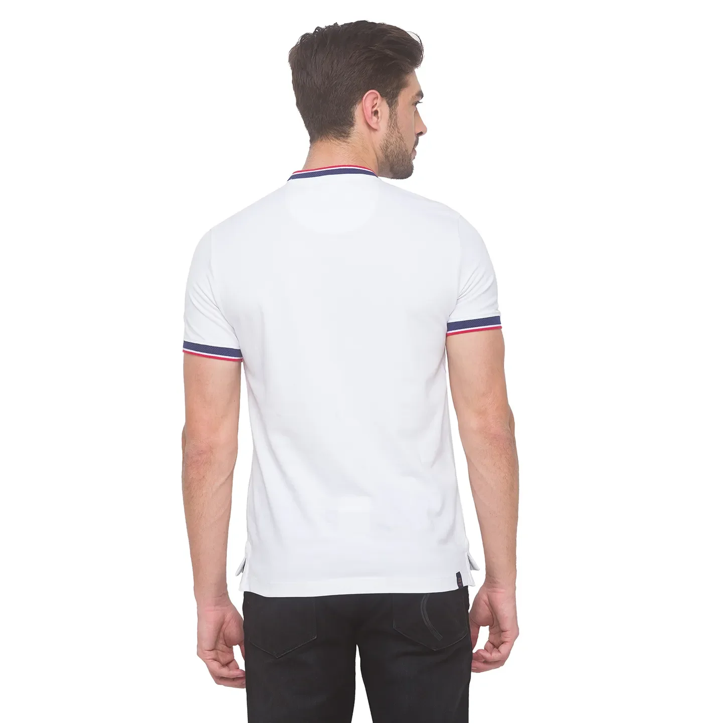 White Regular Fit Men's Polo T-Shirt by Being Human Clothing - Image 2