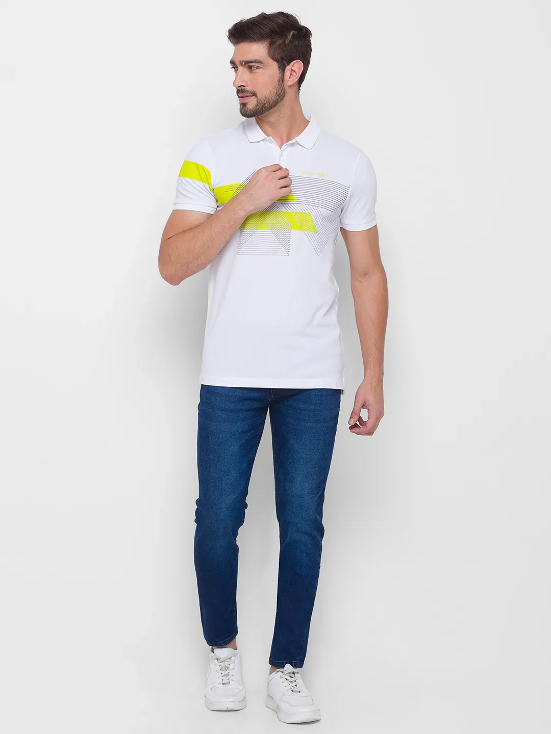 White Regular Fit Men's Polo T-Shirt by Being Human Clothing